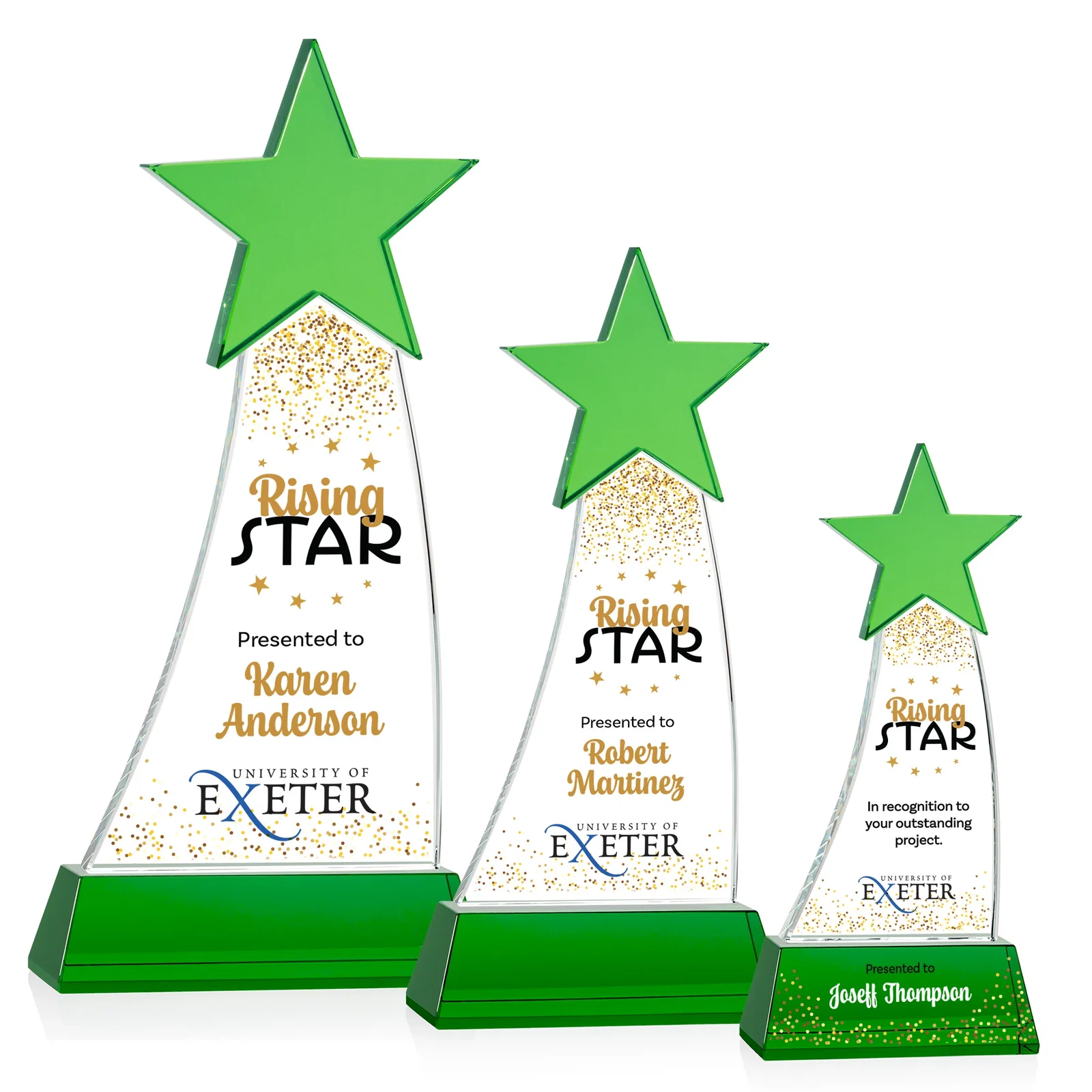 Promotional Optical Crystal Award With an Emerald Star Accent for dealer and partner awards