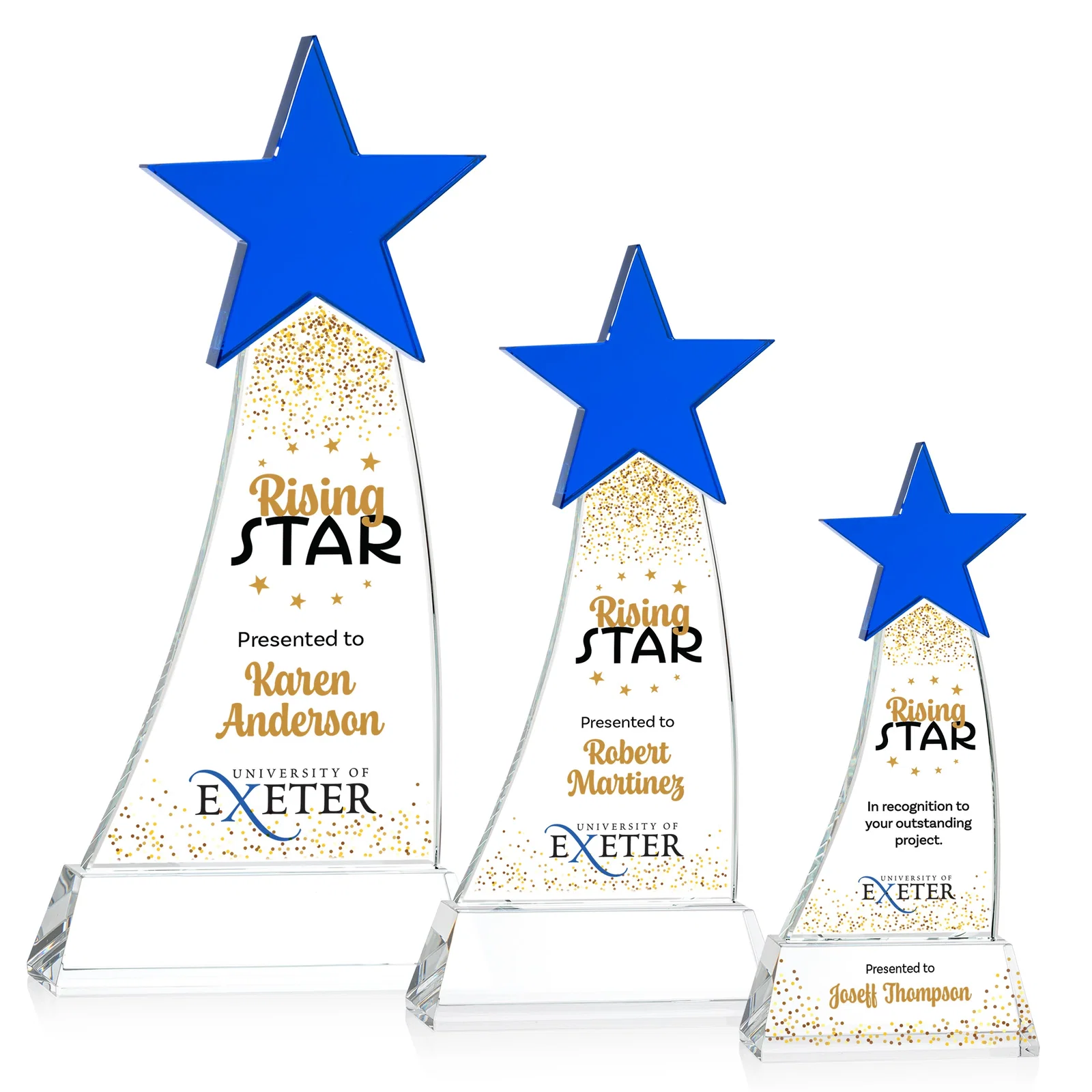 Branded Optical Crystal Award With an Emerald Star Accent for service anniversary gifts
