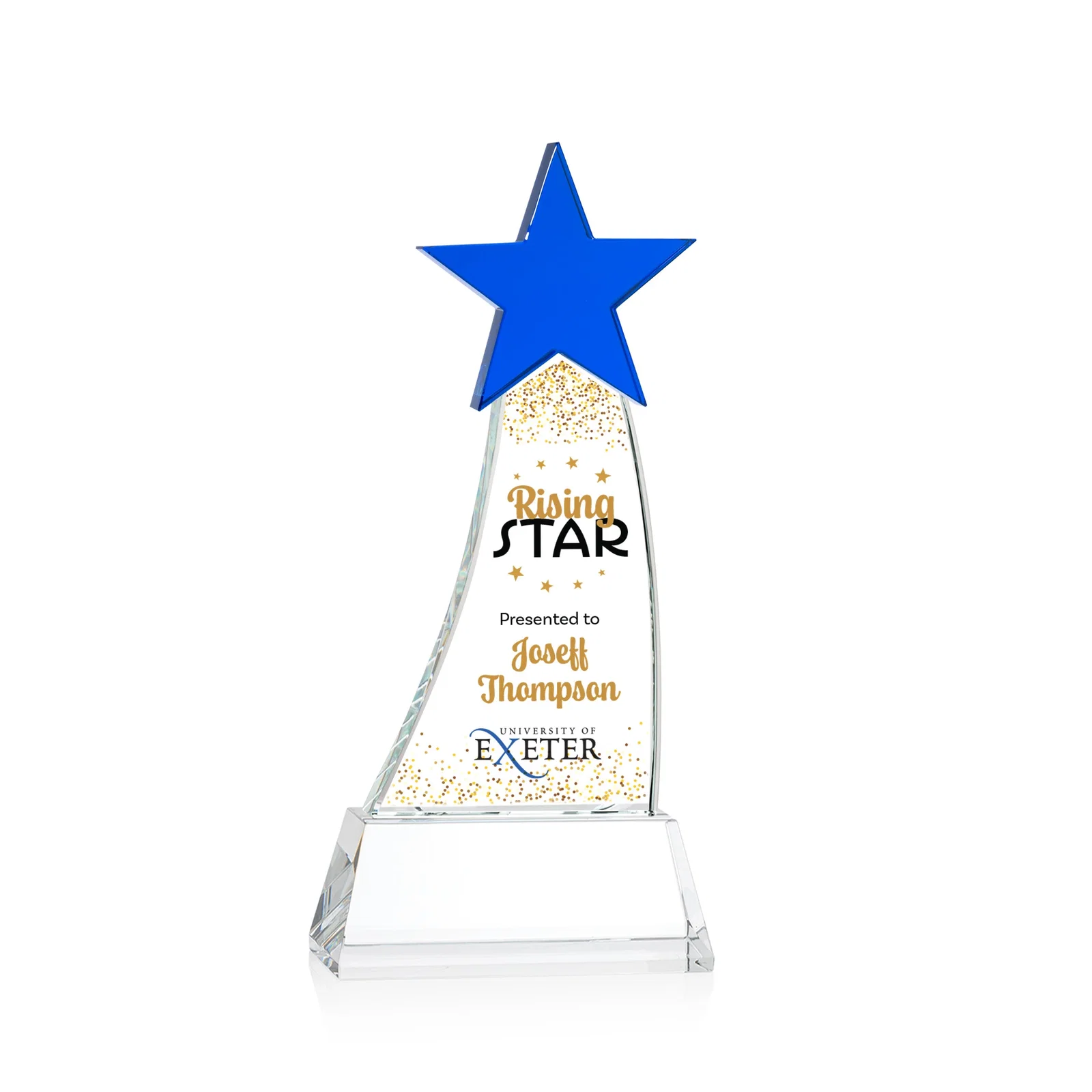 Branded Optical Crystal Award With an Emerald Star Accent for sales achievement awards