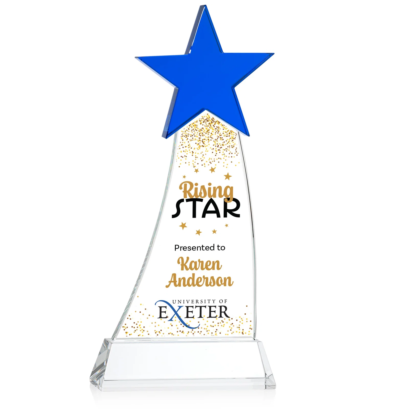Branded Optical Crystal Award With an Emerald Star Accent for team milestone celebrations
