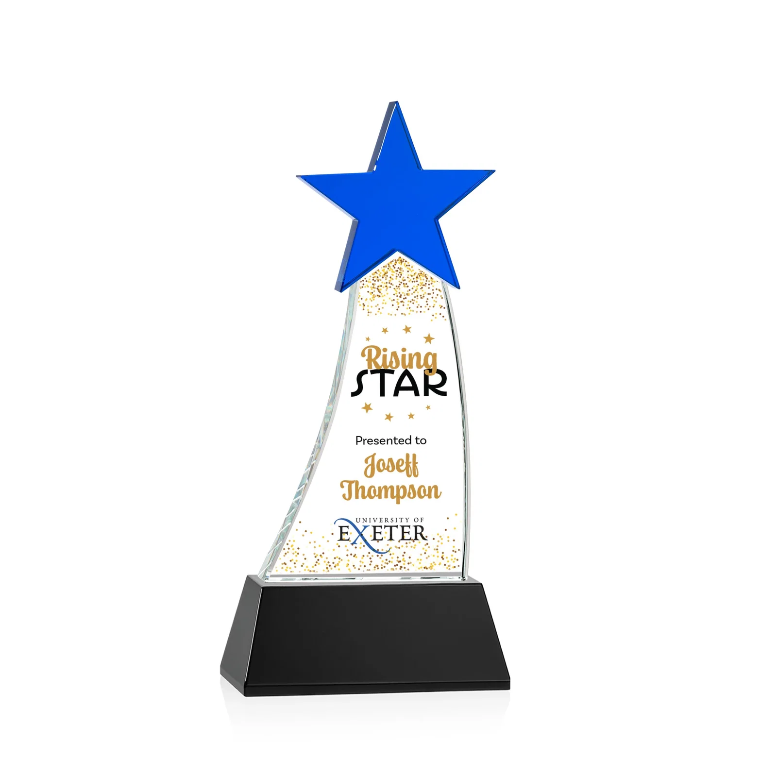 Branded Optical Crystal Award With an Emerald Star Accent for graduation ceremonies