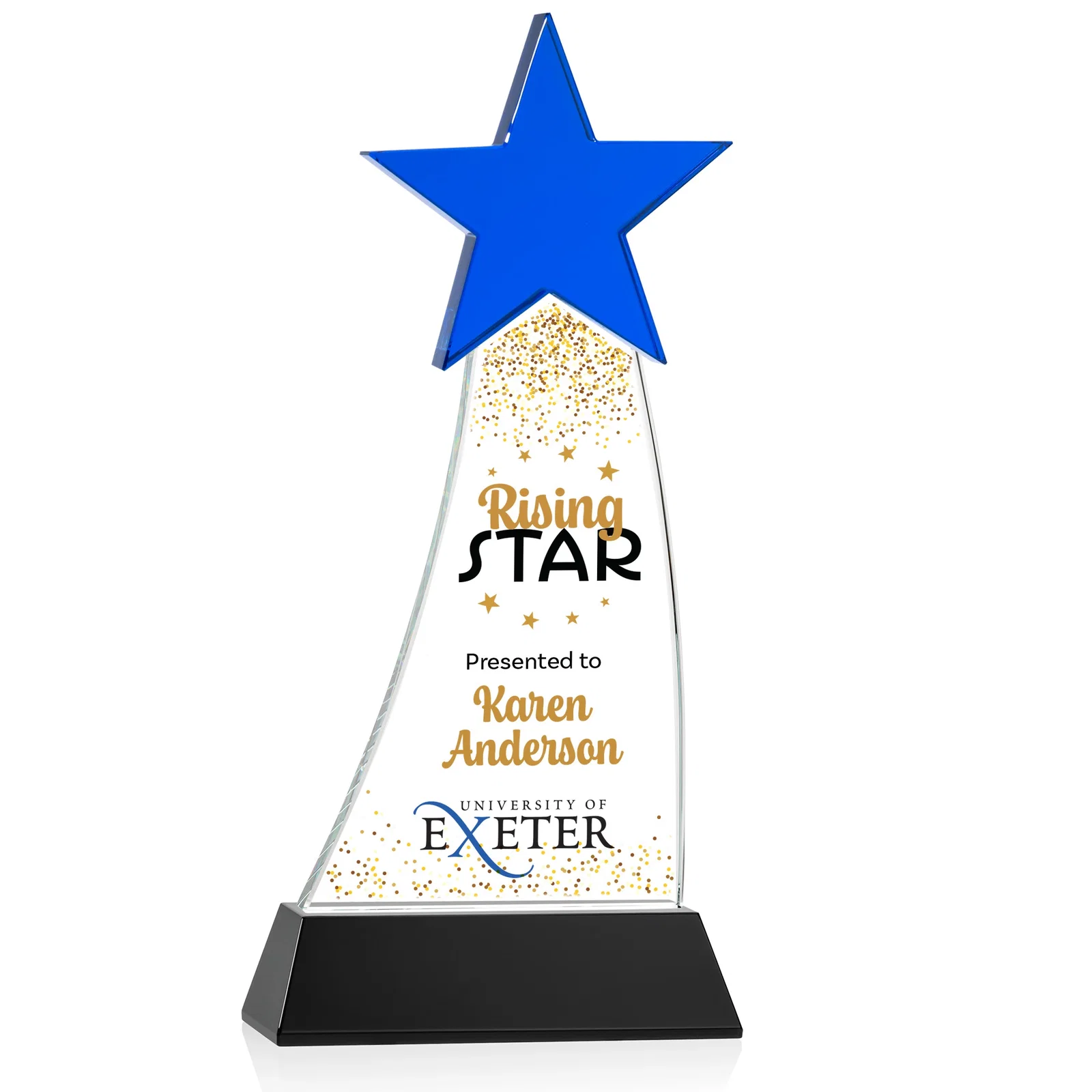Branded Optical Crystal Award With an Emerald Star Accent for volunteer appreciation