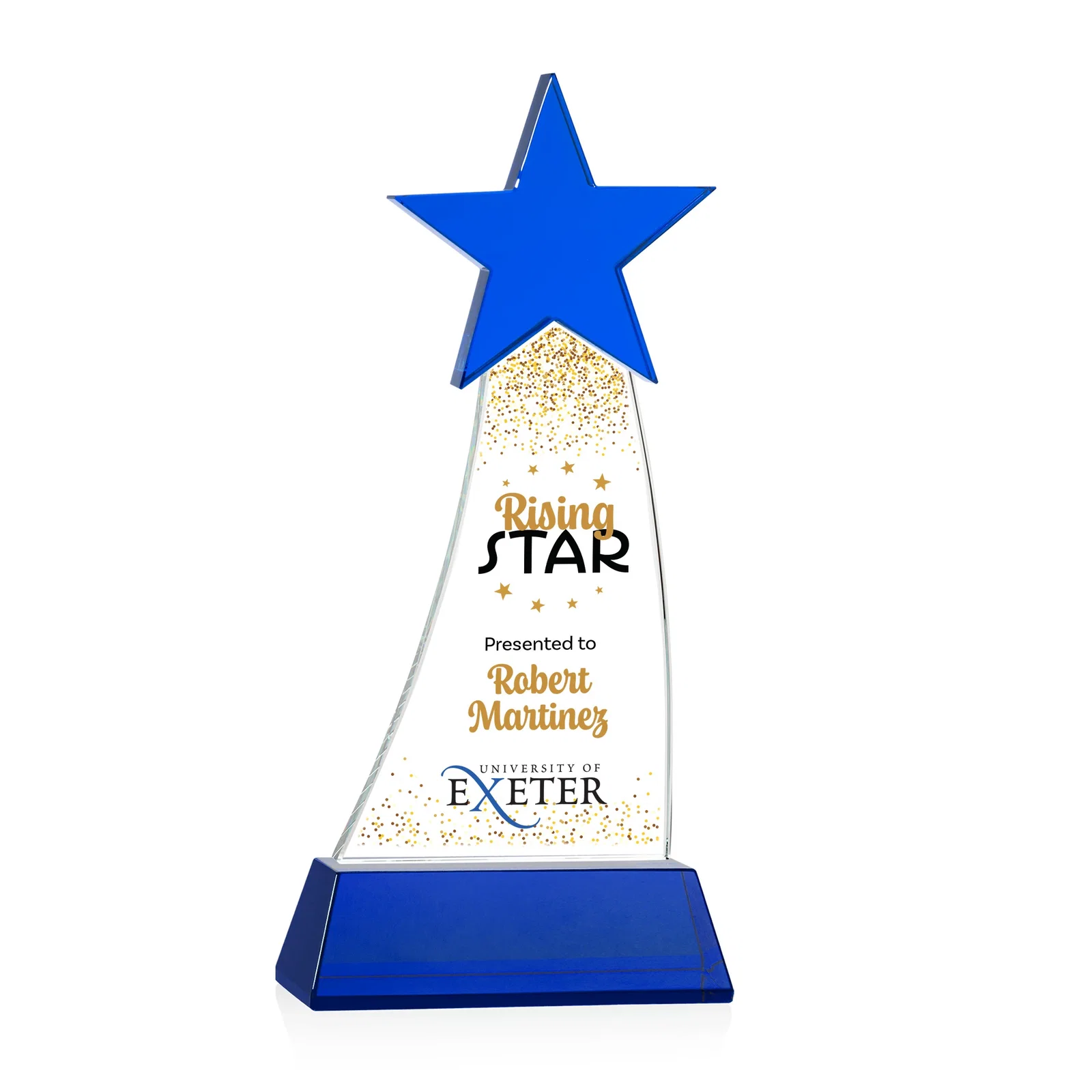 Custom printed Optical Crystal Award With an Emerald Star Accent for employee recognition