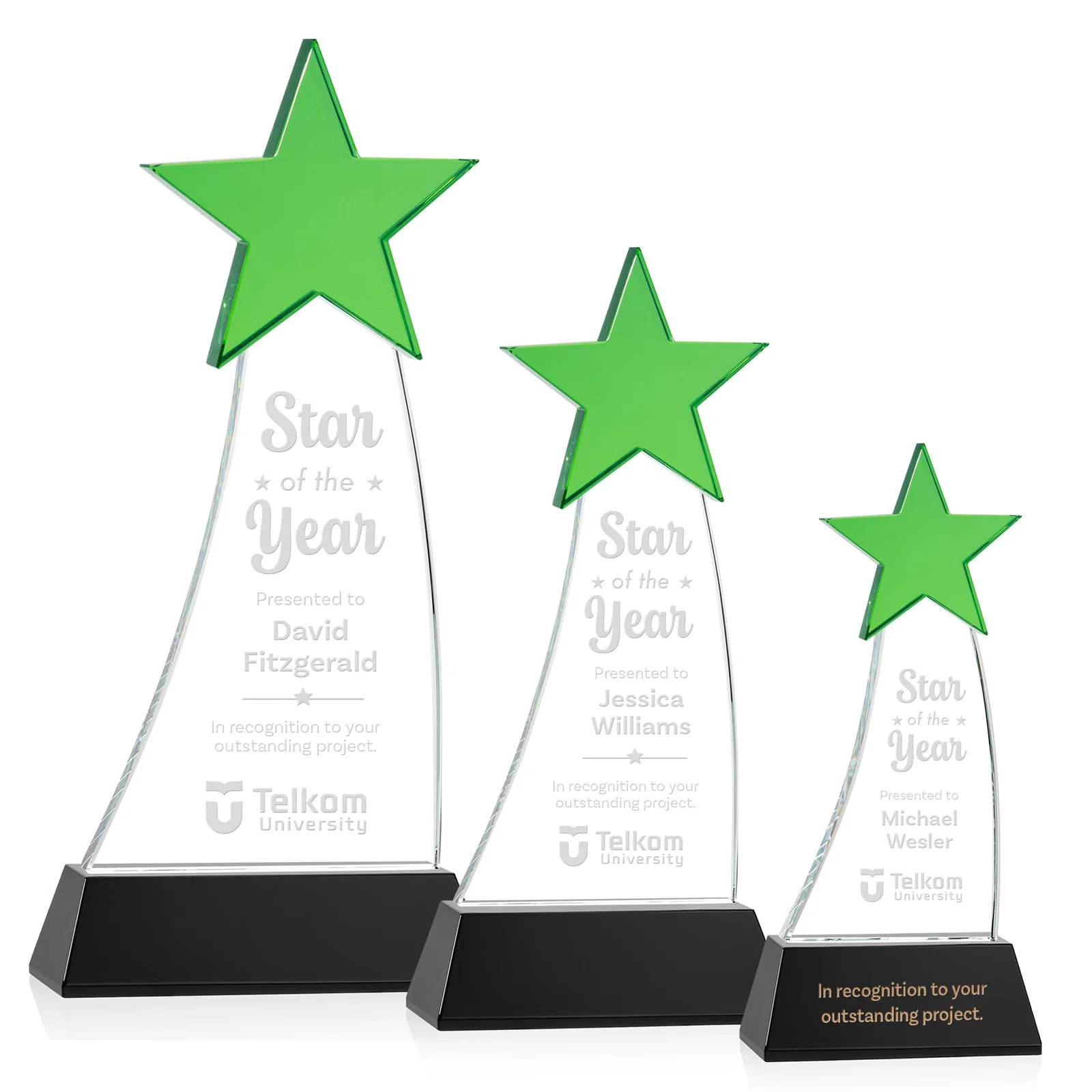 Custom Optical Crystal Award With an Emerald Star Accent for team milestone celebrations