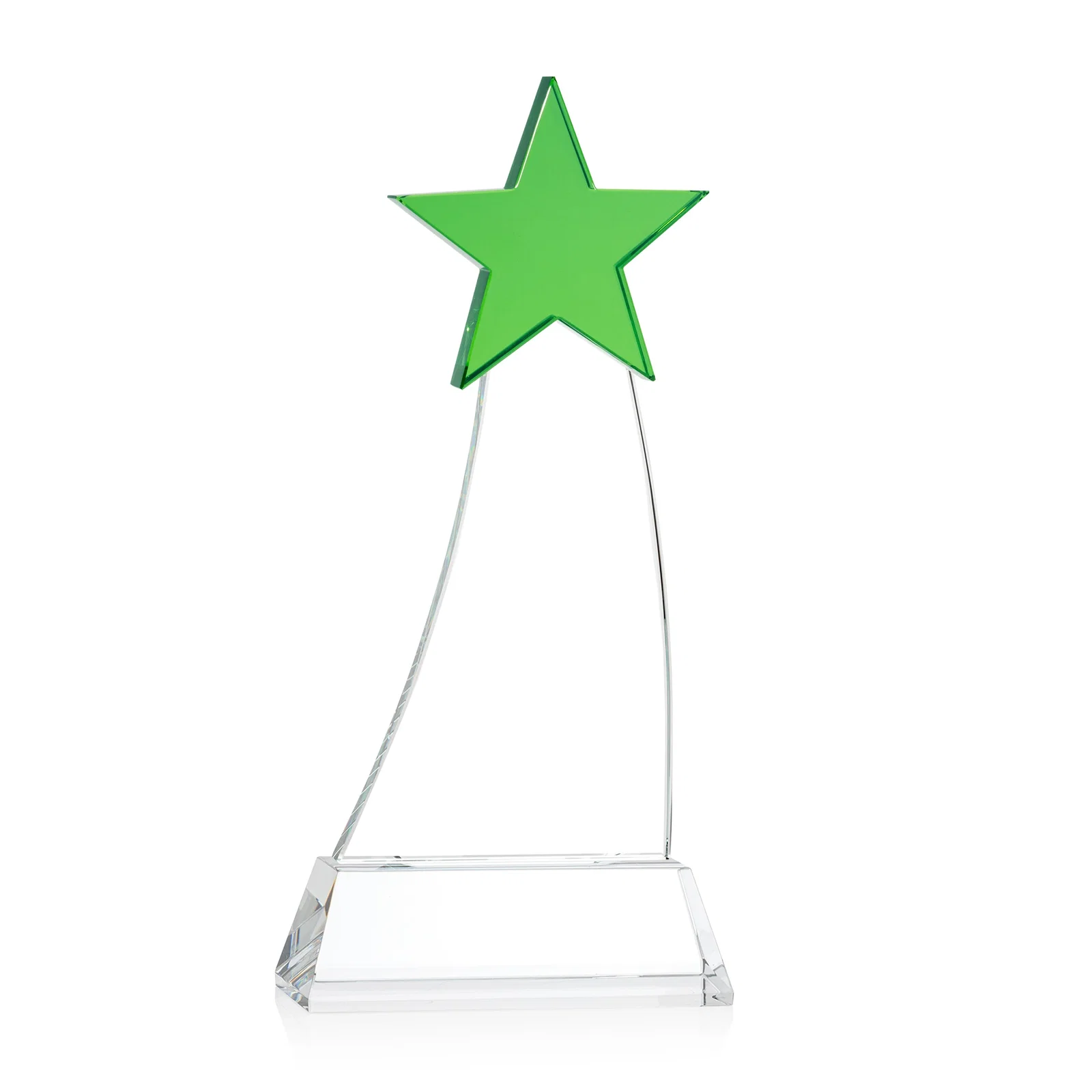 Custom printed Optical Crystal Award With an Emerald Star Accent for sales achievement awards