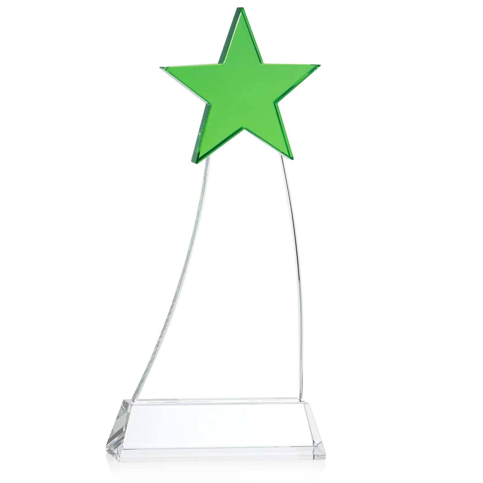 Custom printed Optical Crystal Award With an Emerald Star Accent for retirement presentations
