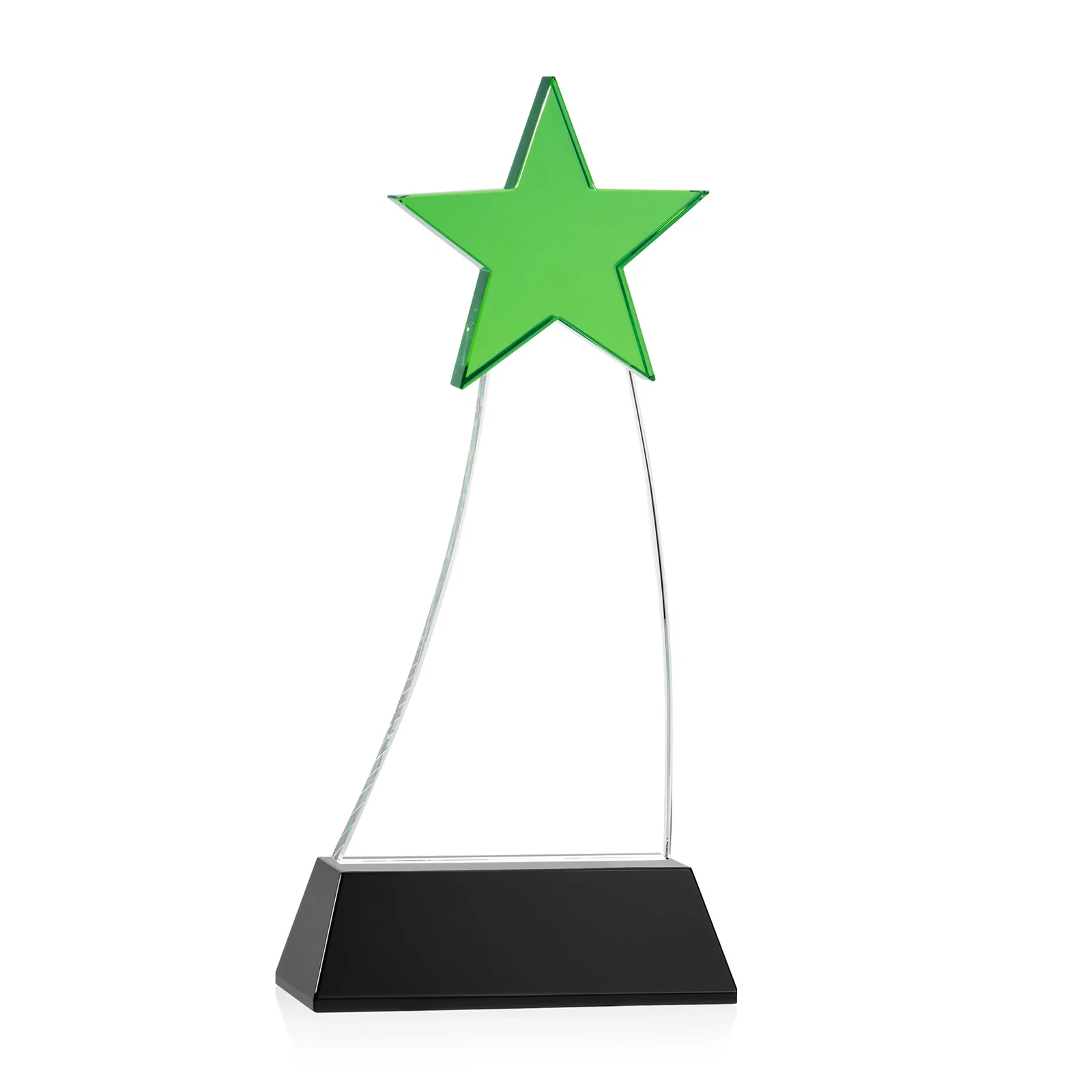 Custom printed Optical Crystal Award With an Emerald Star Accent for donor appreciation