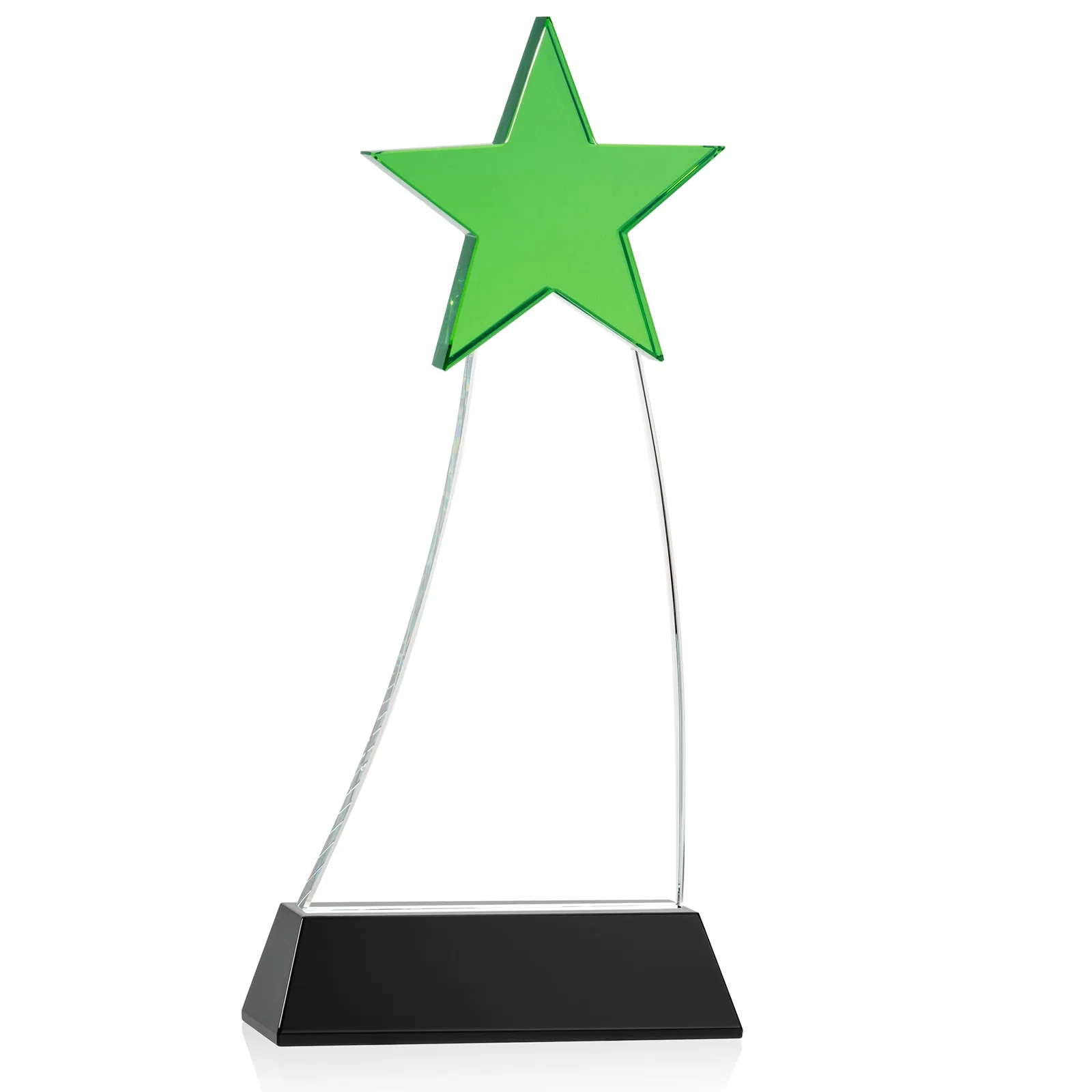 Custom printed Optical Crystal Award With an Emerald Star Accent for graduation ceremonies