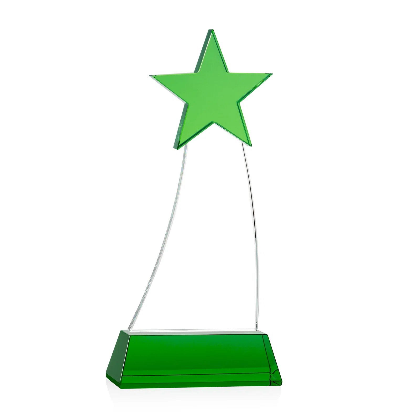 Custom printed Optical Crystal Award With an Emerald Star Accent for volunteer appreciation