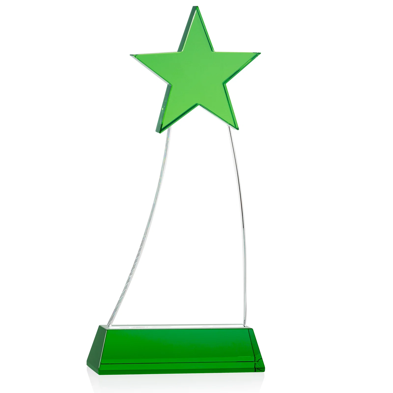 Custom printed Optical Crystal Award With an Emerald Star Accent for dealer and partner awards