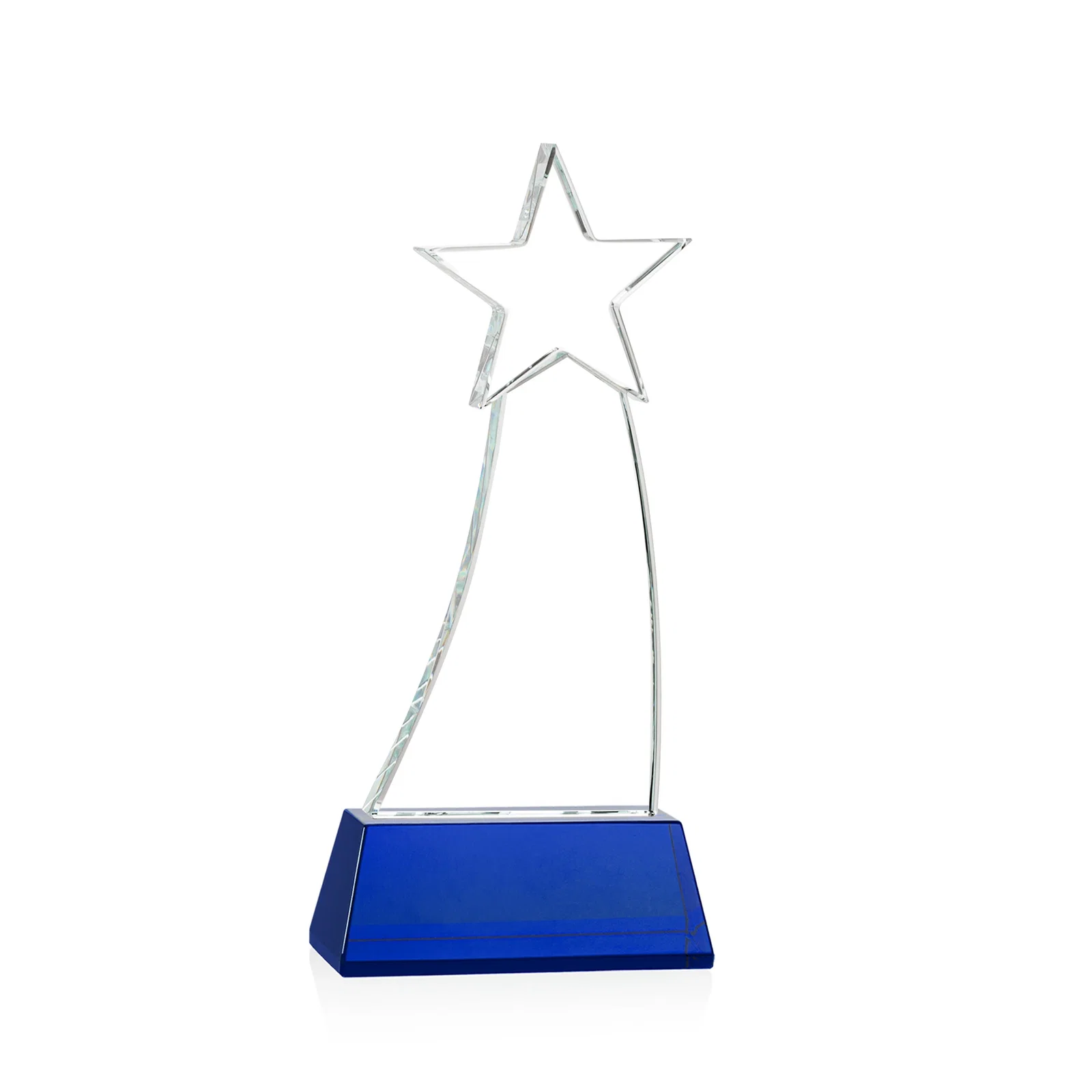 Custom Curved Optical Crystal Award With a Star-Topped Pinnacle, with your logo for corporate award ceremonies