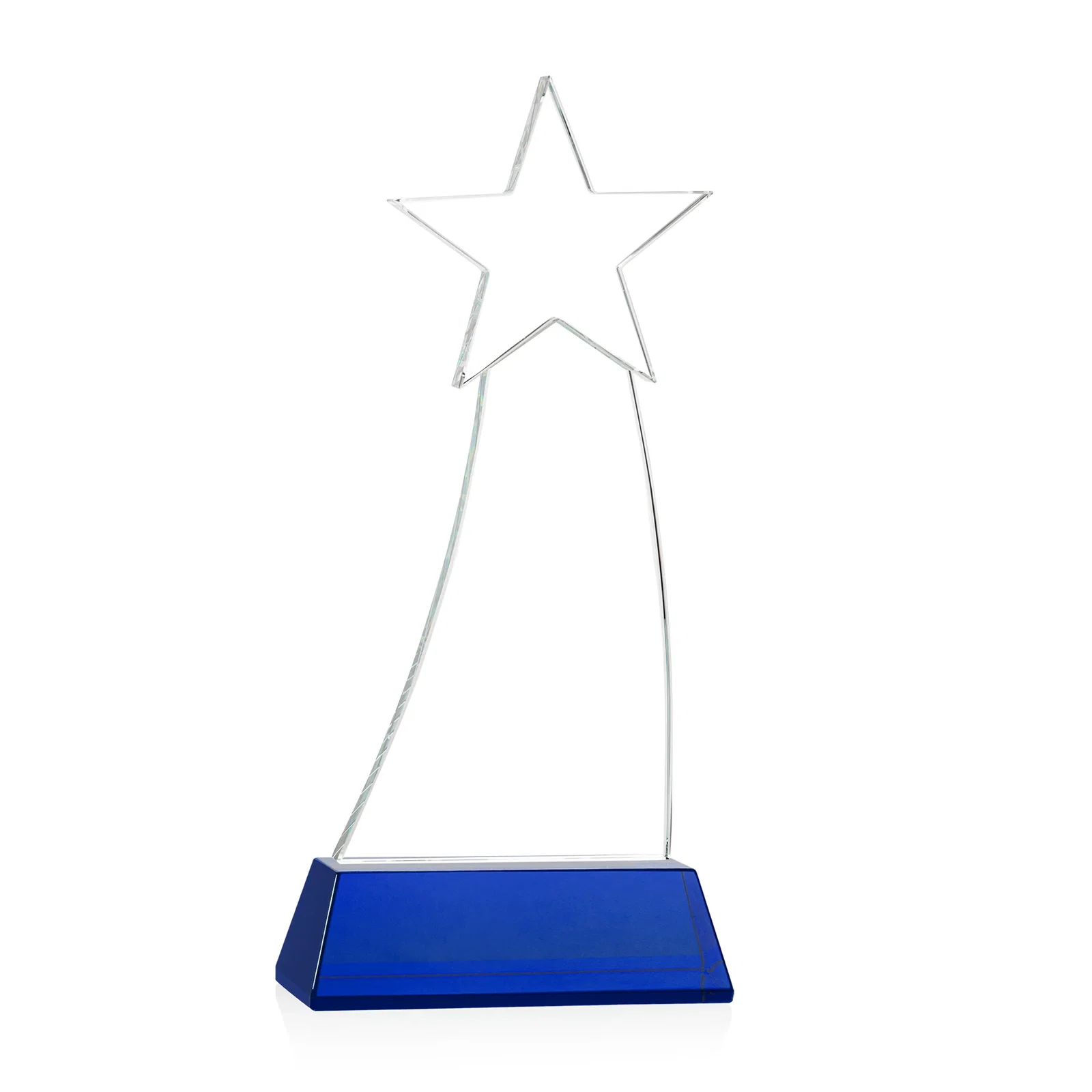 Custom Curved Optical Crystal Award With a Star-Topped Pinnacle, with your logo for service anniversary gifts