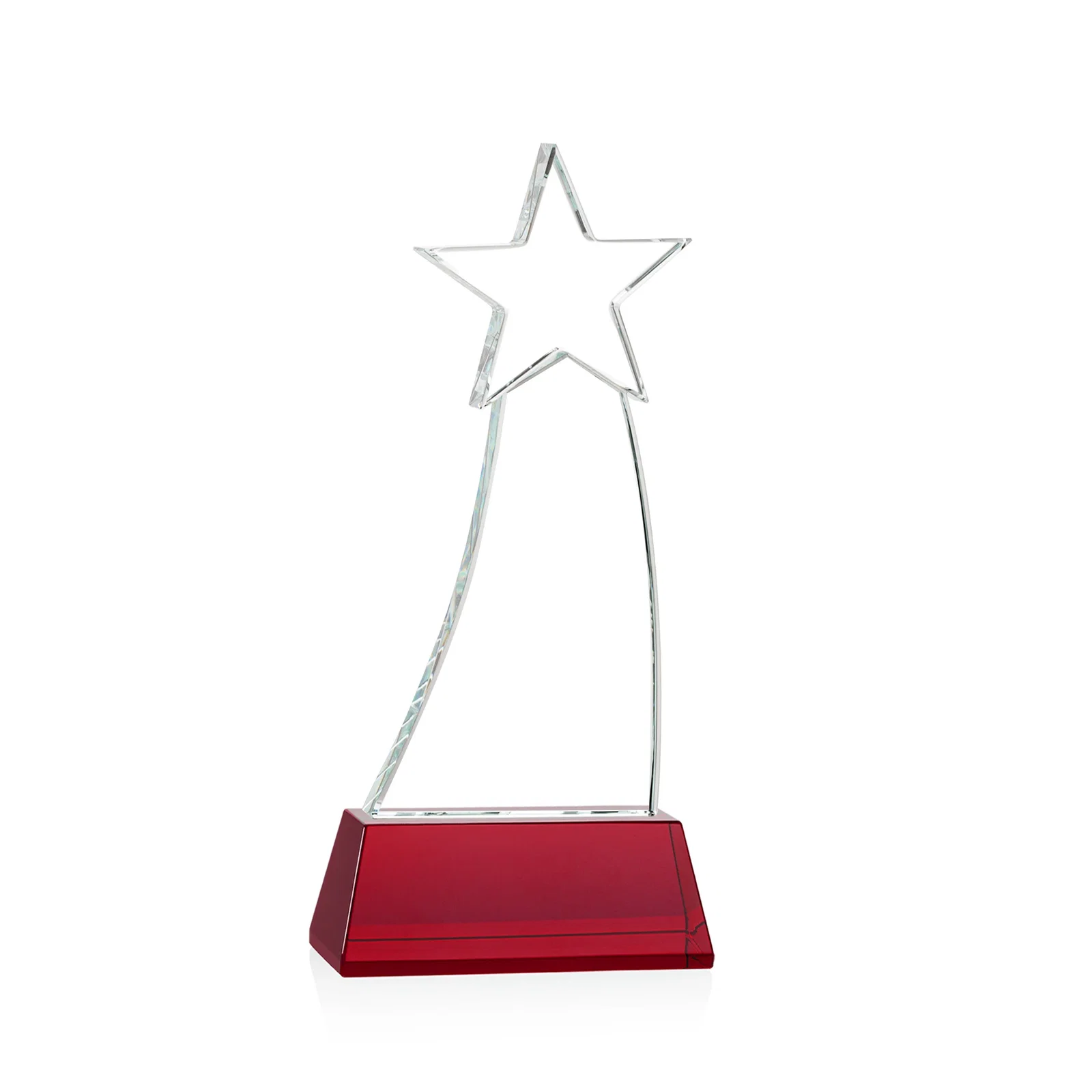 Custom Curved Optical Crystal Award With a Star-Topped Pinnacle, with your logo for retirement presentations