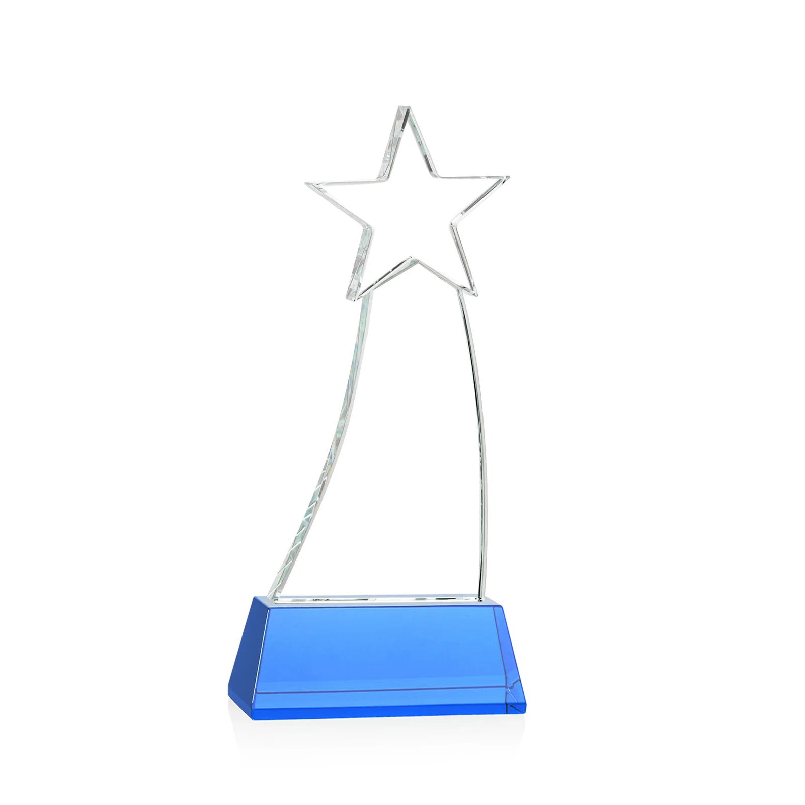 Custom Curved Optical Crystal Award With a Star-Topped Pinnacle, with your logo for graduation ceremonies