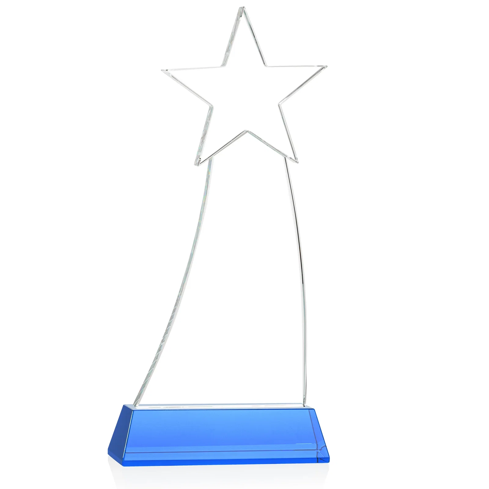 Custom Curved Optical Crystal Award With a Star-Topped Pinnacle, with your logo for volunteer appreciation