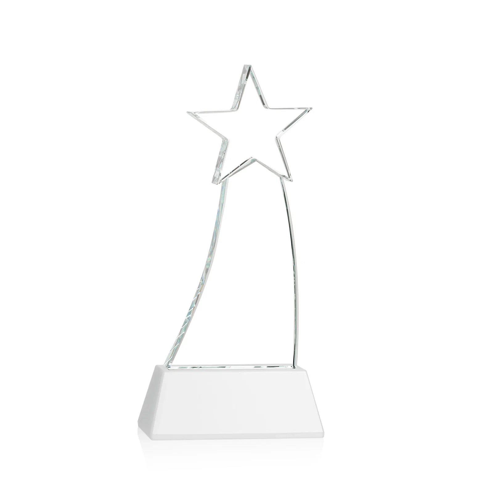 Custom Curved Optical Crystal Award With a Star-Topped Pinnacle, with your logo for dealer and partner awards