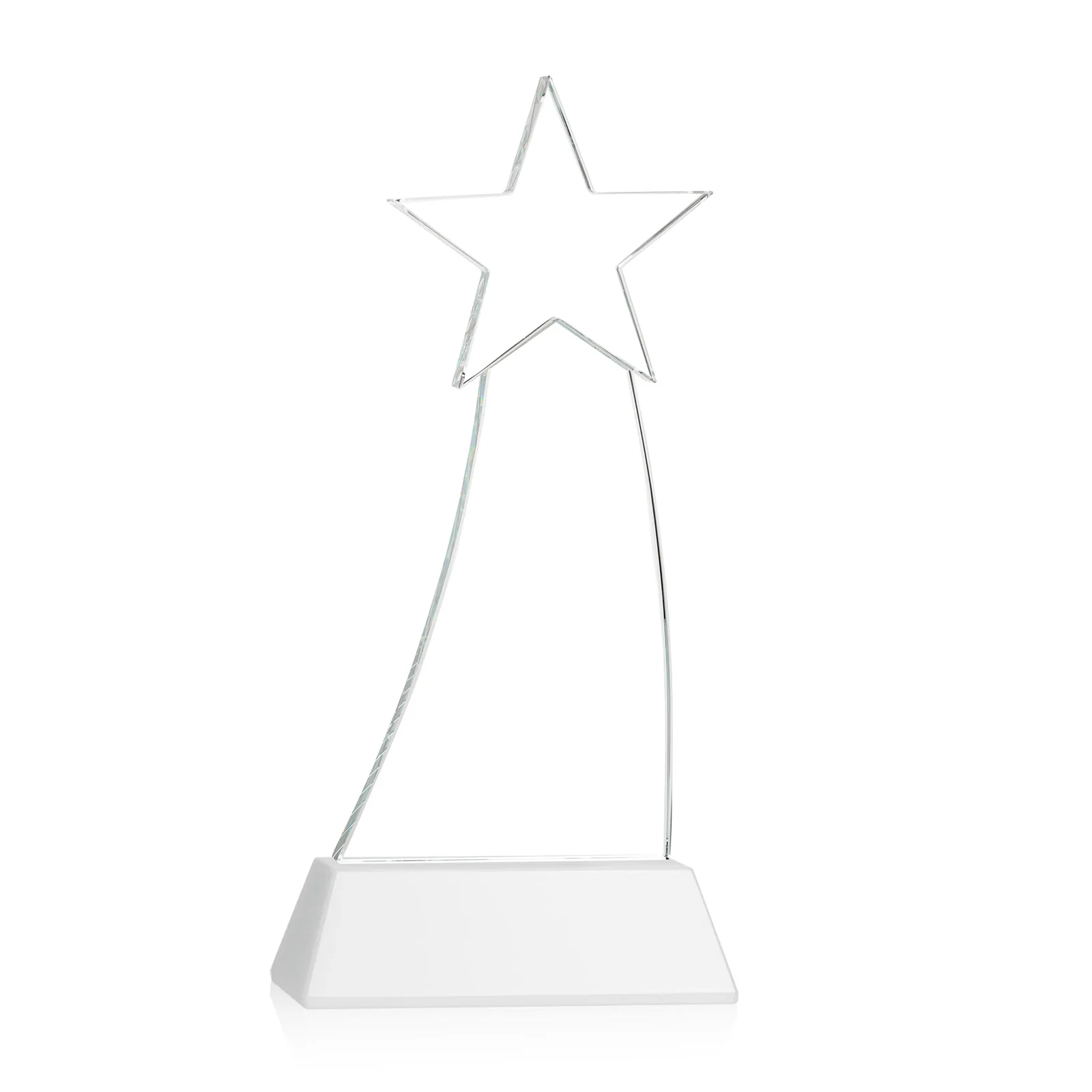 Custom Curved Optical Crystal Award With a Star-Topped Pinnacle, with your logo for company anniversary events