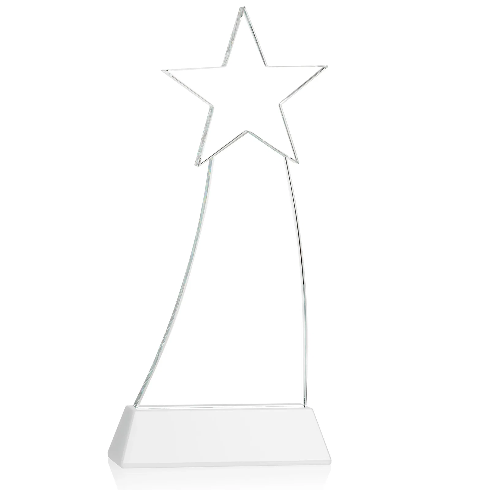 Personalized Curved Optical Crystal Award With a Star-Topped Pinnacle, with your logo for employee recognition