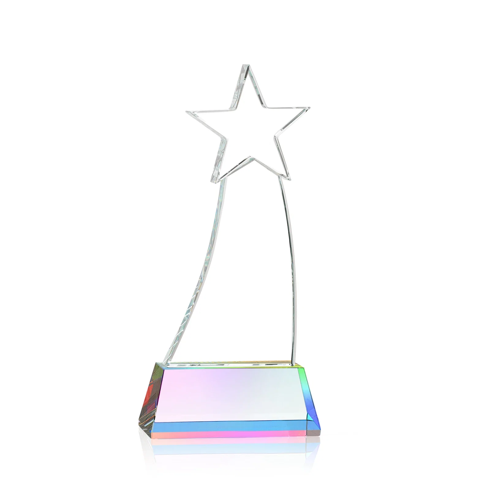 Personalized Curved Optical Crystal Award With a Star-Topped Pinnacle, with your logo for corporate award ceremonies