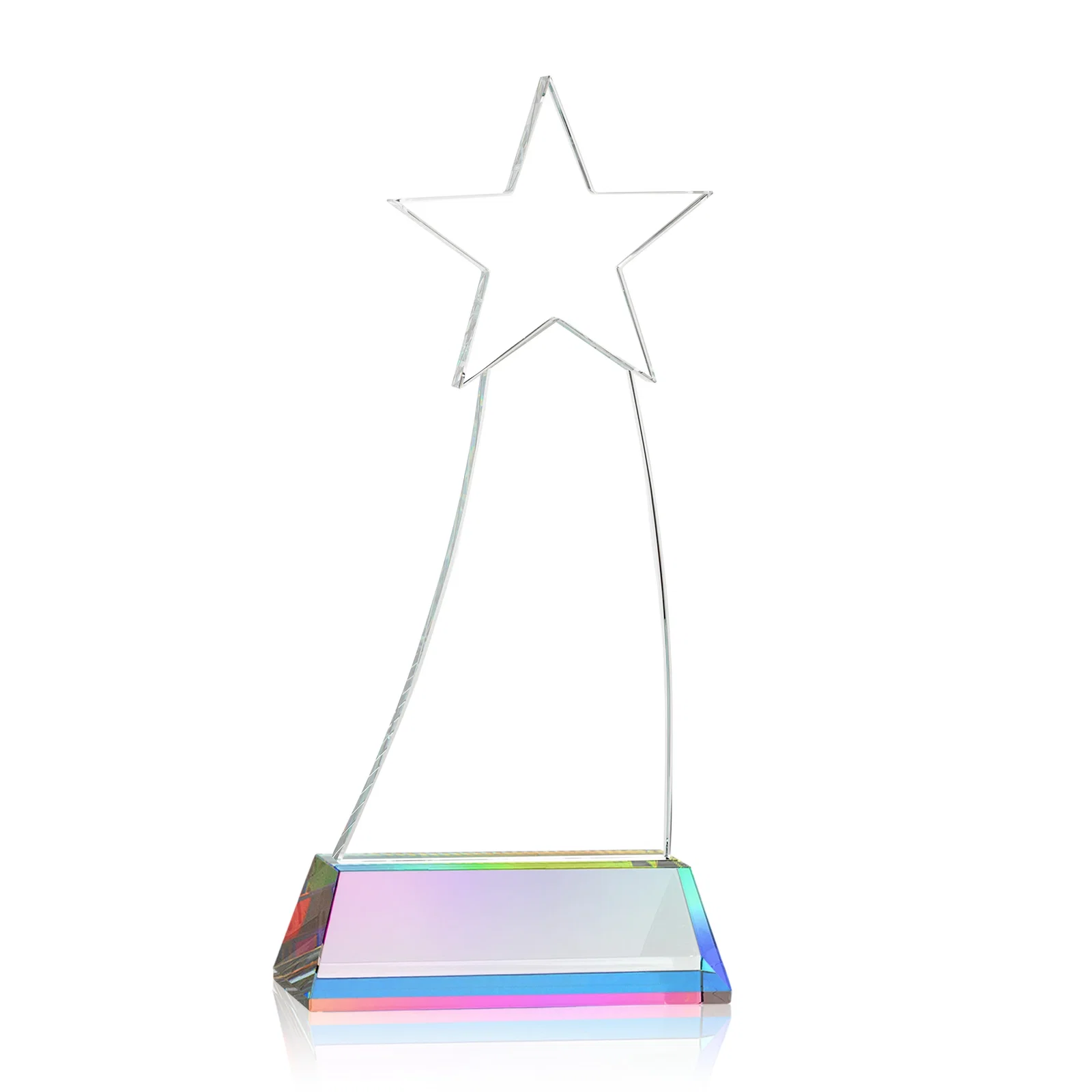 Personalized Curved Optical Crystal Award With a Star-Topped Pinnacle, with your logo for service anniversary gifts
