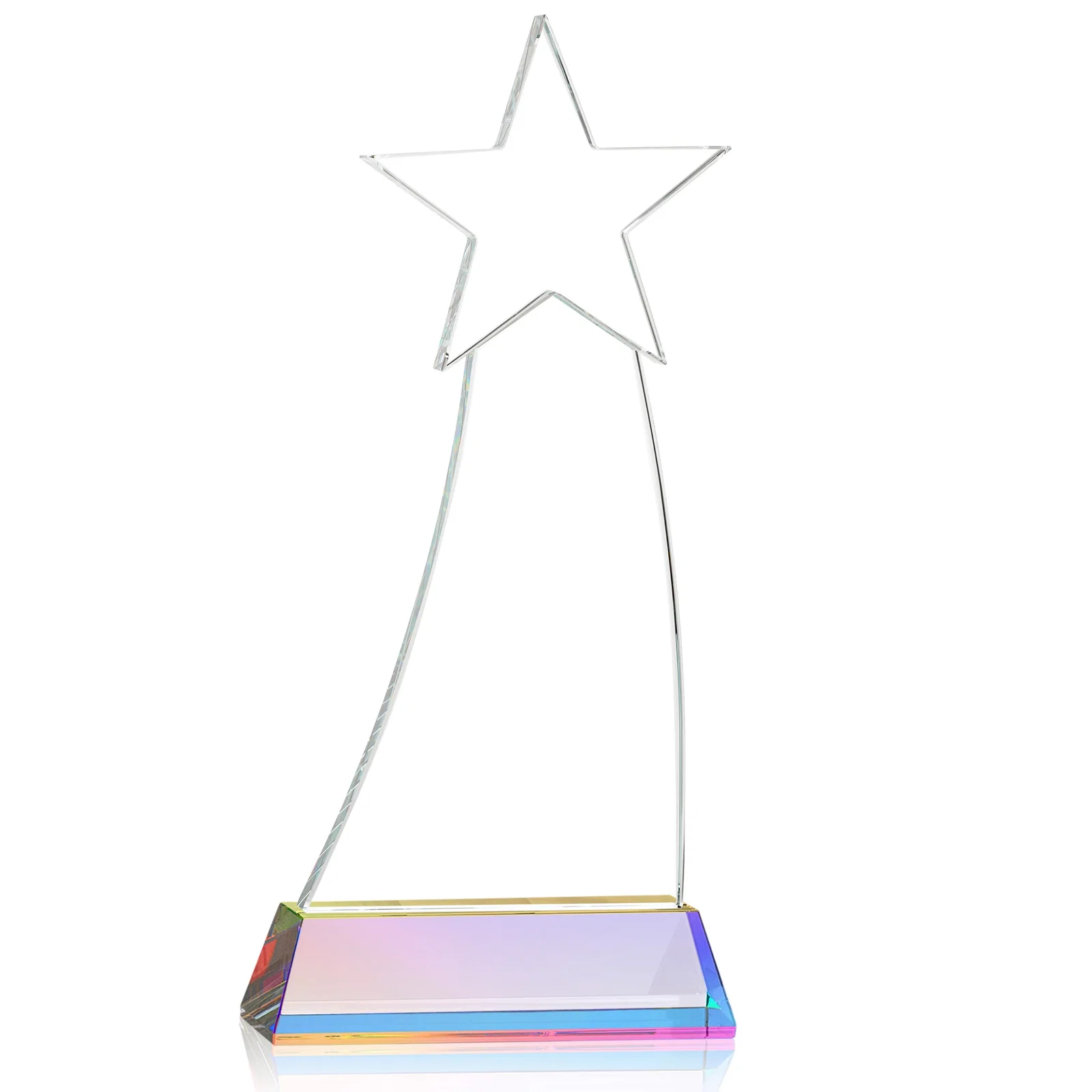 Personalized Curved Optical Crystal Award With a Star-Topped Pinnacle, with your logo for sales achievement awards