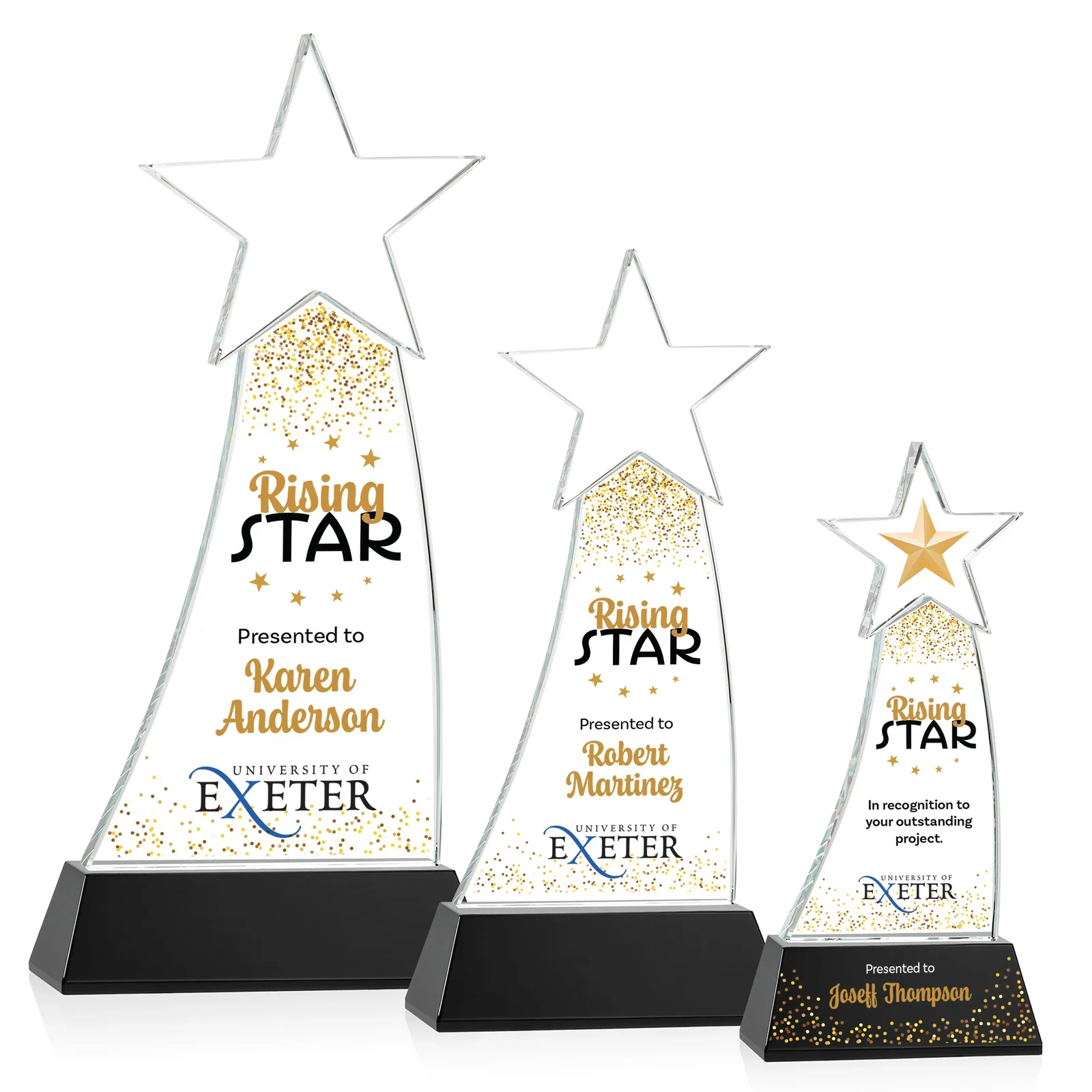 Branded Curved Optical Crystal Award With a Star-Topped Pinnacle for volunteer appreciation