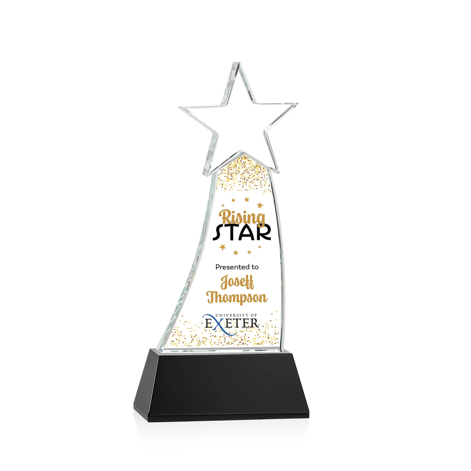 Branded Curved Optical Crystal Award With a Star-Topped Pinnacle for dealer and partner awards