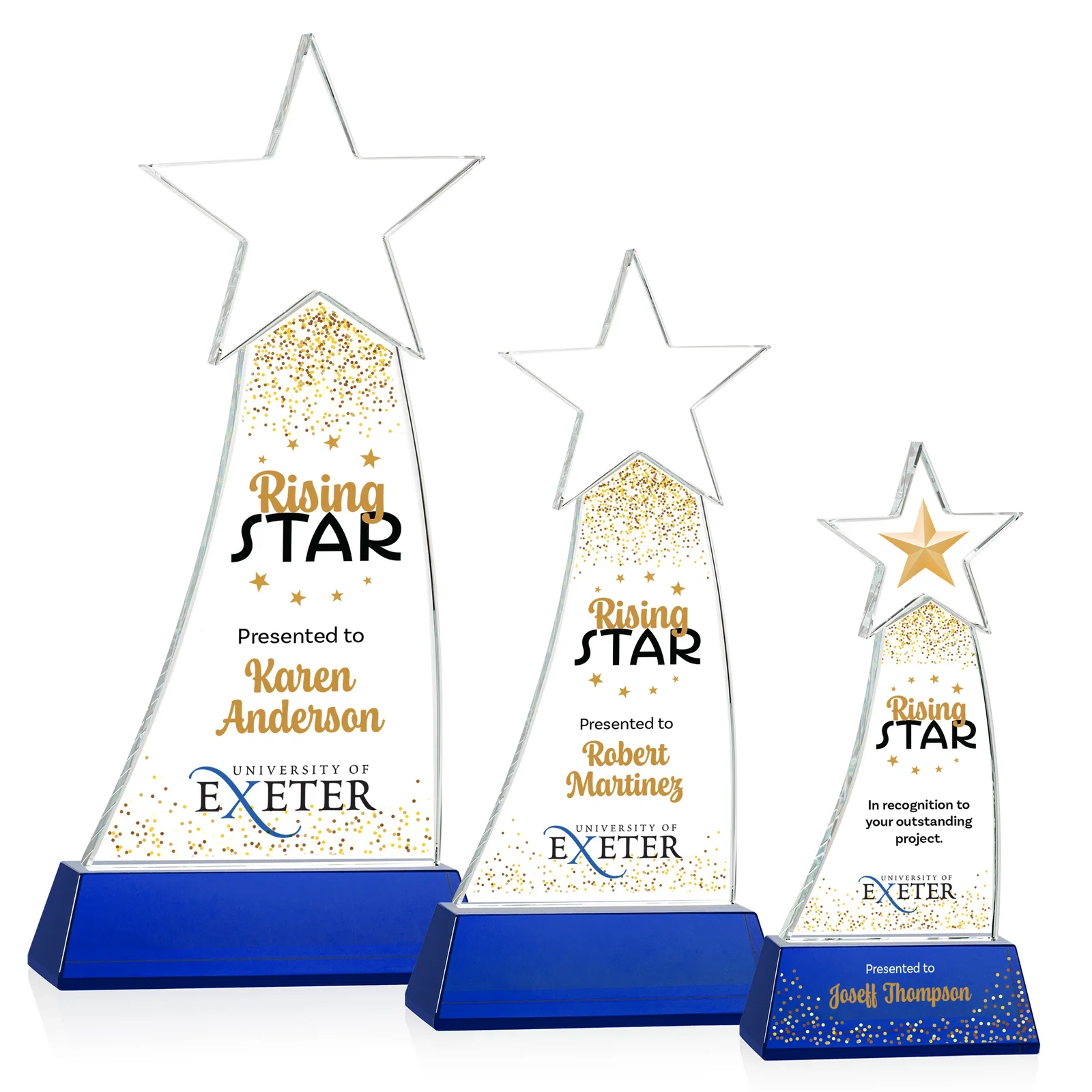 Custom printed Curved Optical Crystal Award With a Star-Topped Pinnacle for corporate award ceremonies