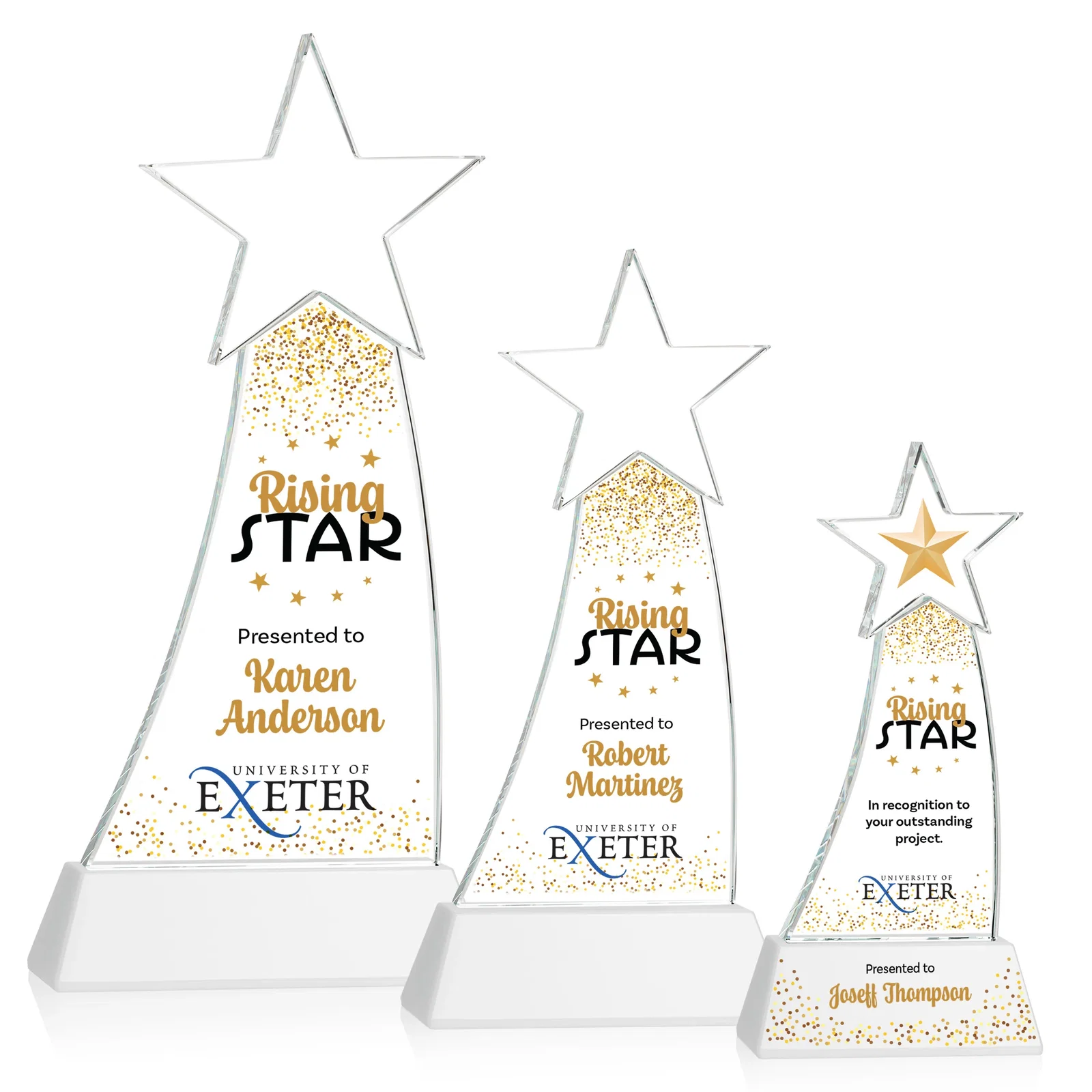 Customized Curved Optical Crystal Award With a Star-Topped Pinnacle for corporate award ceremonies