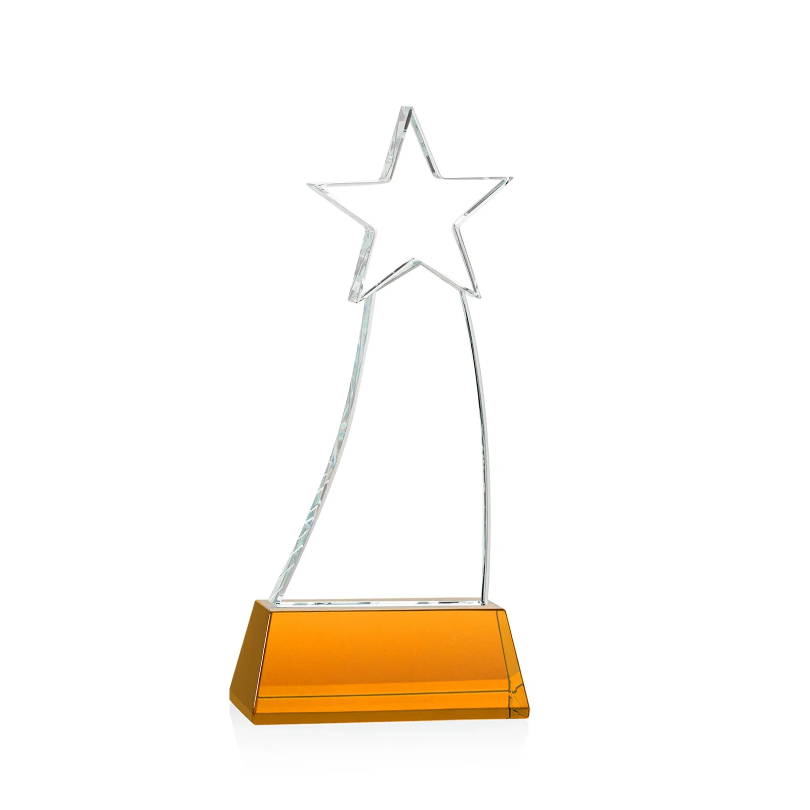 Custom engraved Curved Optical Crystal Award With a Star-Topped Pinnacle for retirement presentations