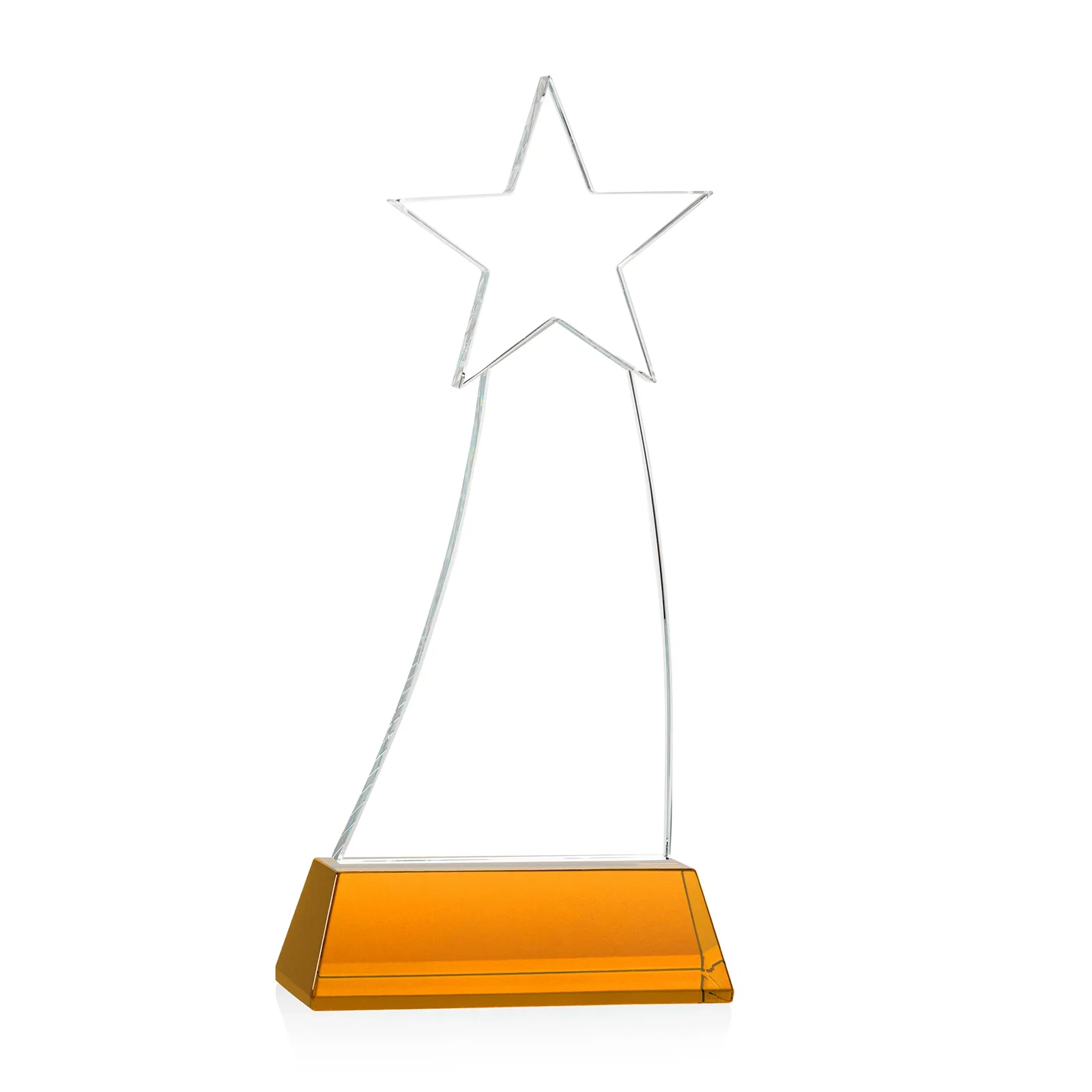 Custom engraved Curved Optical Crystal Award With a Star-Topped Pinnacle for team milestone celebrations