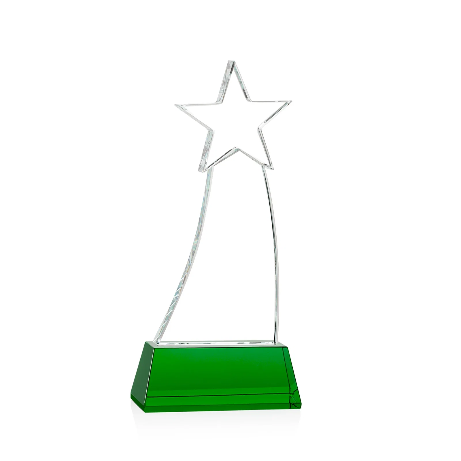 Custom engraved Curved Optical Crystal Award With a Star-Topped Pinnacle for graduation ceremonies