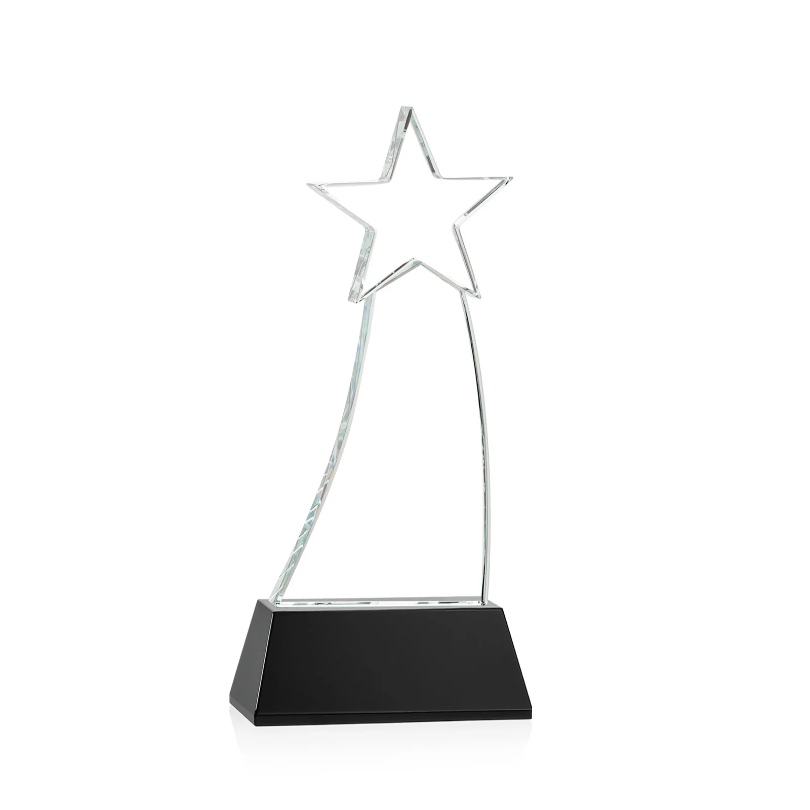 Custom engraved Curved Optical Crystal Award With a Star-Topped Pinnacle for dealer and partner awards