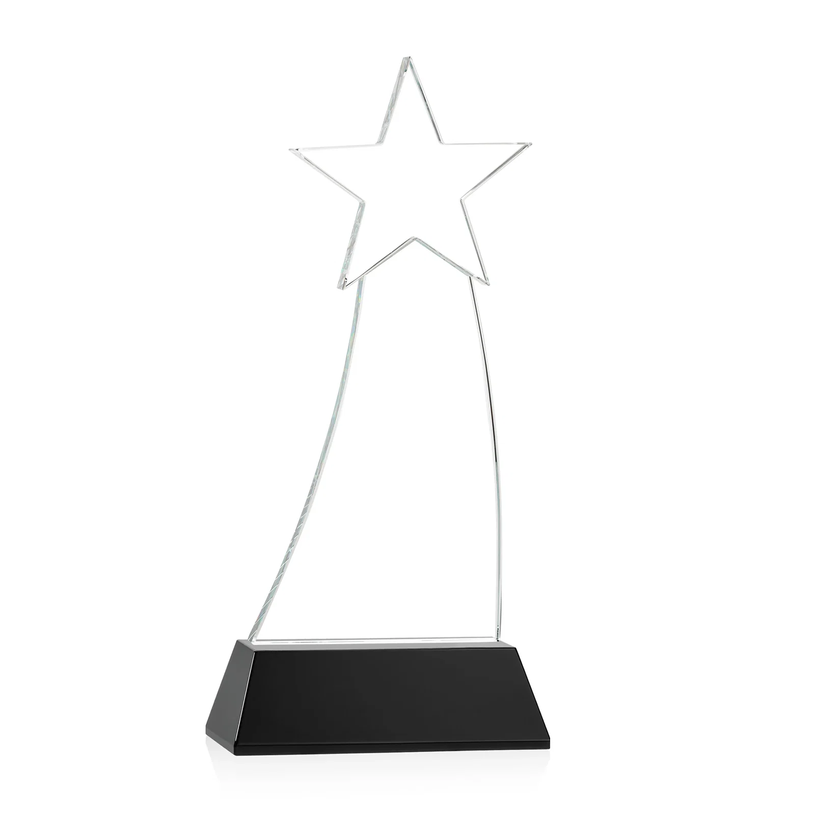 Custom engraved Curved Optical Crystal Award With a Star-Topped Pinnacle for company anniversary events