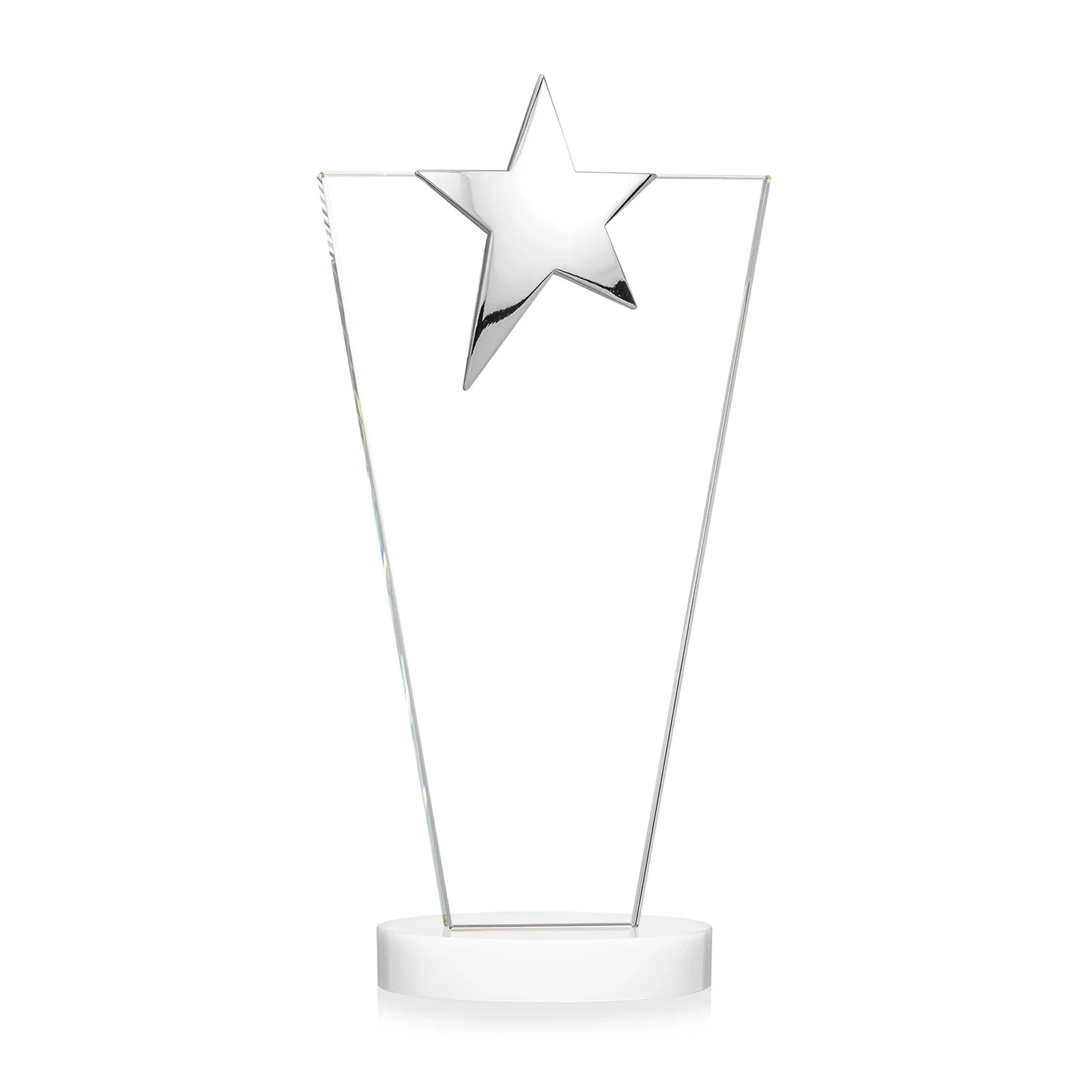 Customized Starfire Crystal Award with Chrome or Gold Star on Oval Base, with your logo for safety achievement programs