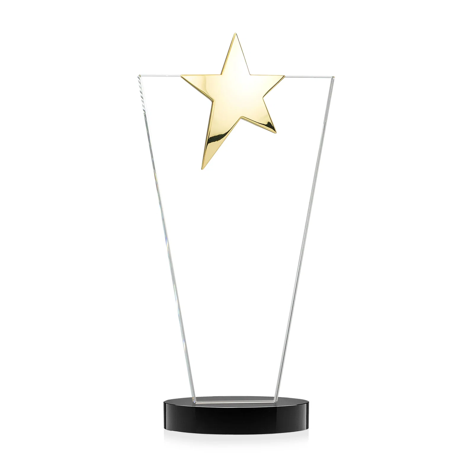 Custom engraved Starfire Crystal Award with Chrome or Gold Star on Oval Base, with your logo for safety achievement programs
