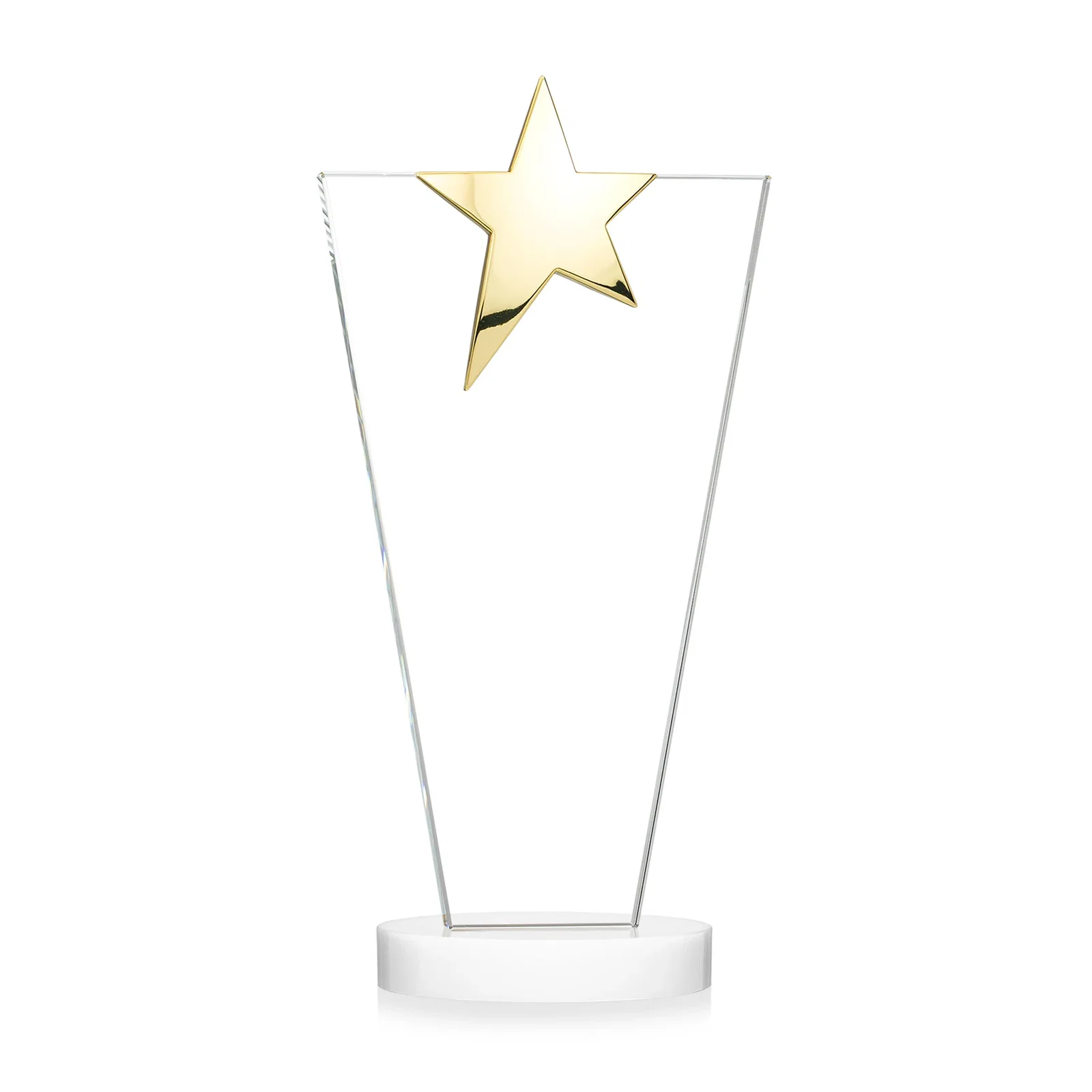 Custom Starfire Crystal Award with Chrome or Gold Star on Oval Base, with your company name for safety achievement programs