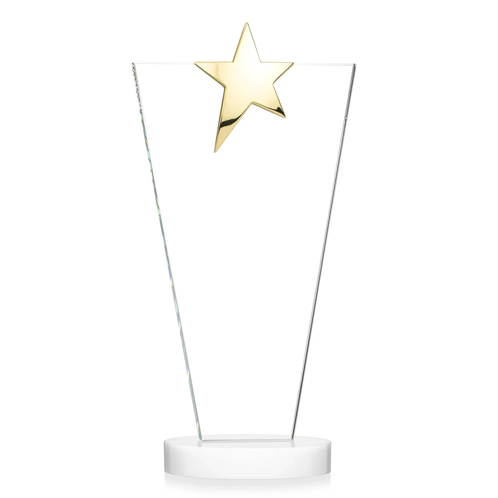Custom Starfire Crystal Award with Chrome or Gold Star on Oval Base, with your company name for volunteer appreciation