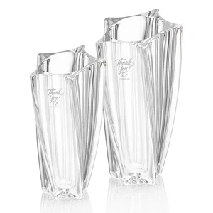 Lead Free Crystalline Vase with Star Base, Round Body