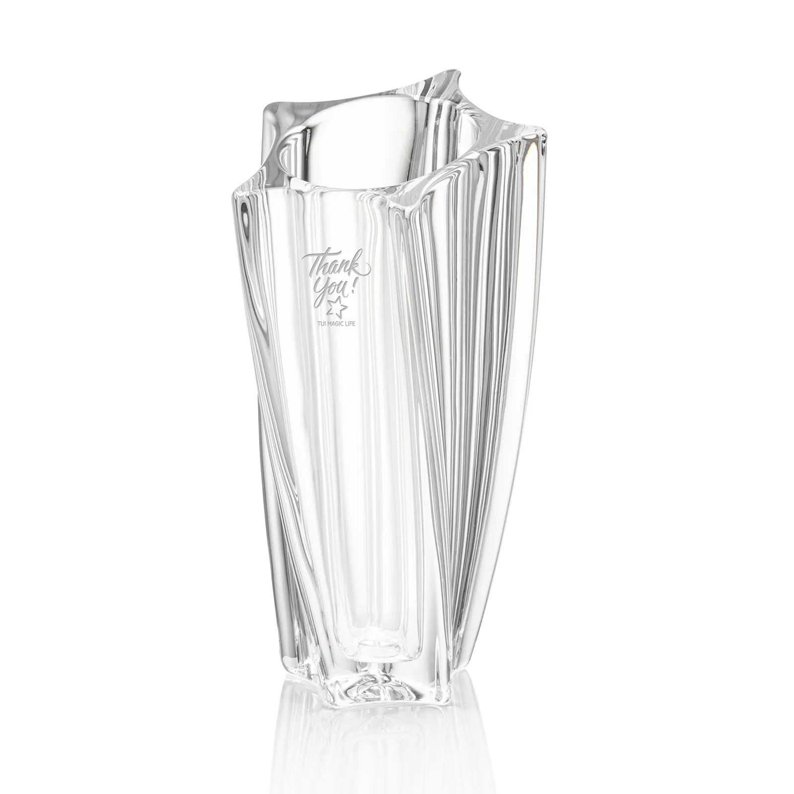 Custom Lead Free Crystalline Vase with Star Base, Round Body for corporate award ceremonies