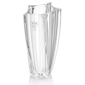 Lead Free Crystalline Vase with Star Base, Round Body
