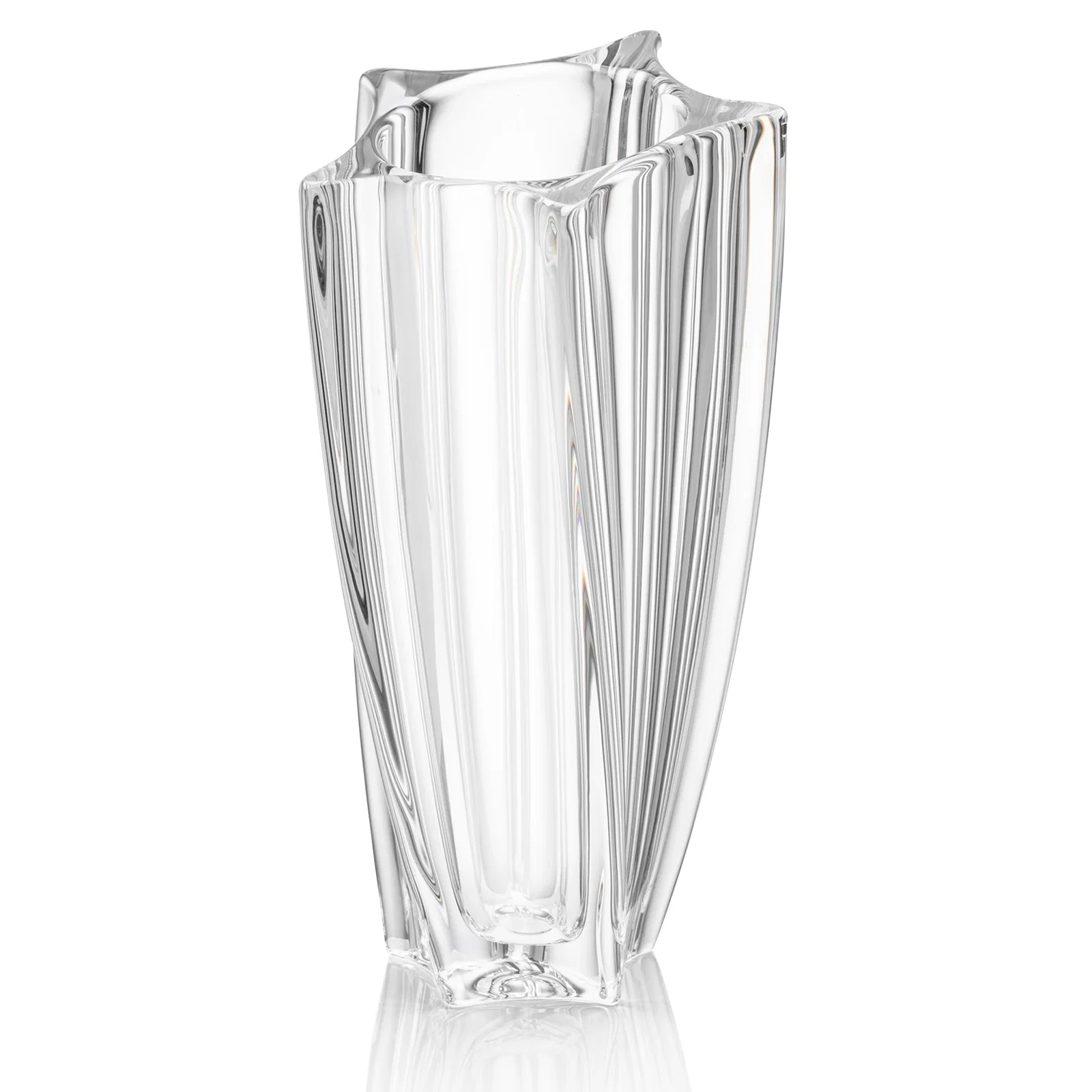 Custom Lead Free Crystalline Vase with Star Base, Round Body for retirement presentations