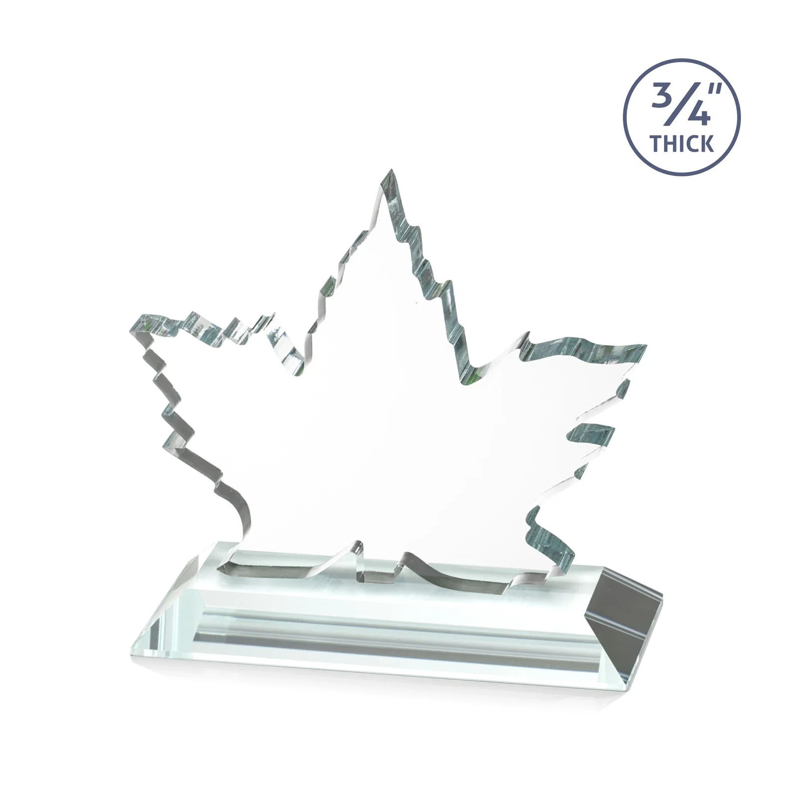 Customized Starfire Crystal Maple Leaf Award With Acid-Polished Edges for retirement presentations