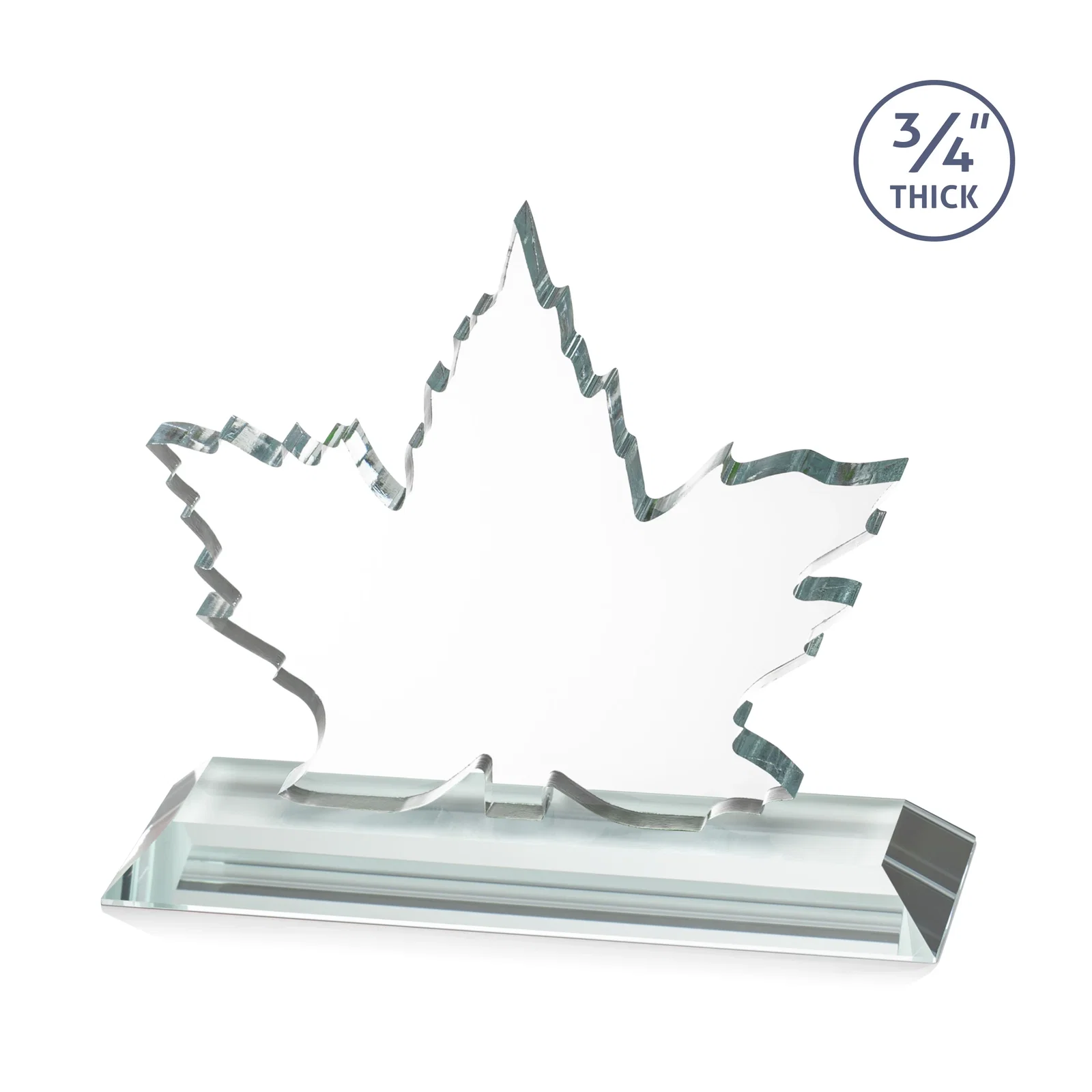 Customized Starfire Crystal Maple Leaf Award With Acid-Polished Edges for team milestone celebrations