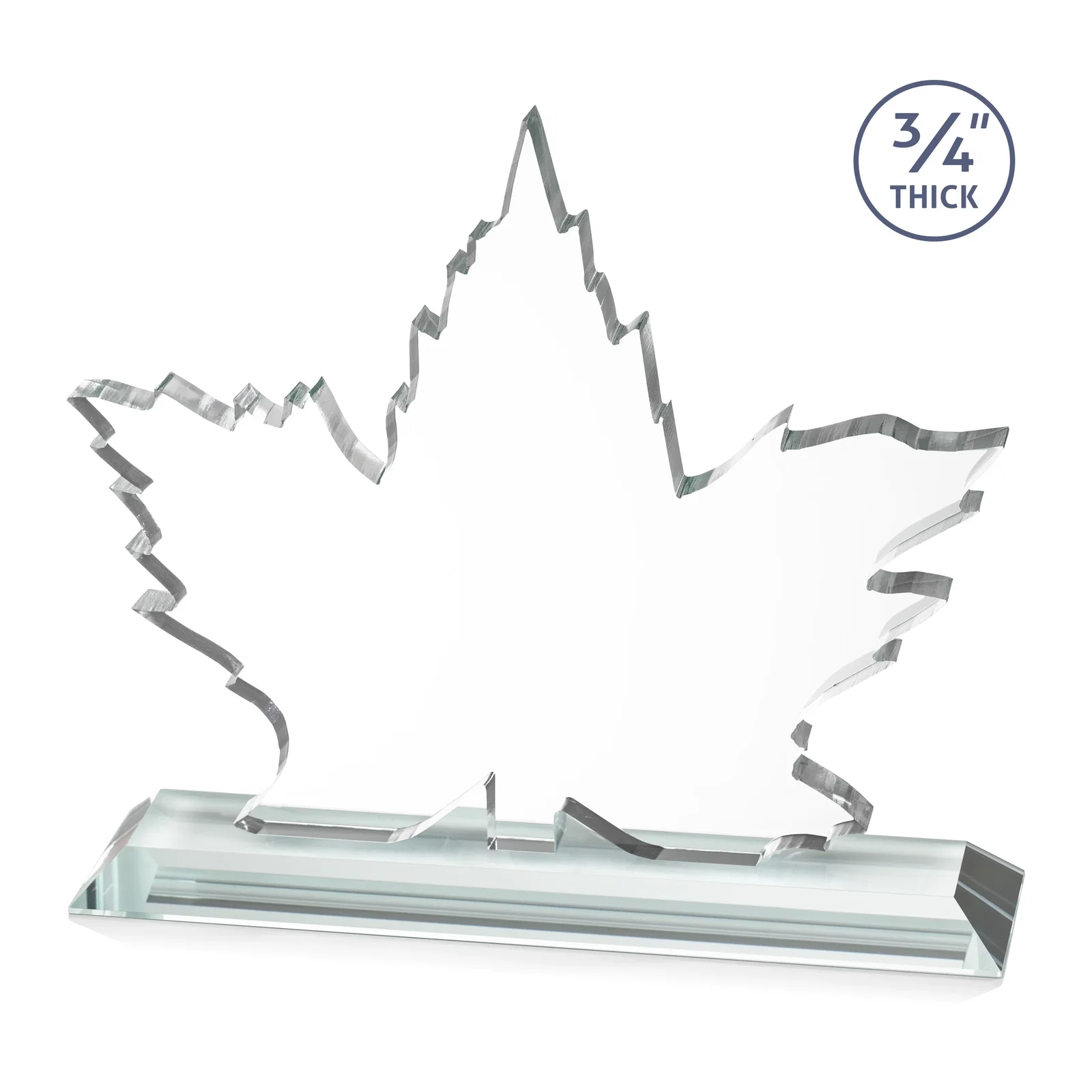 Customized Starfire Crystal Maple Leaf Award With Acid-Polished Edges for donor appreciation