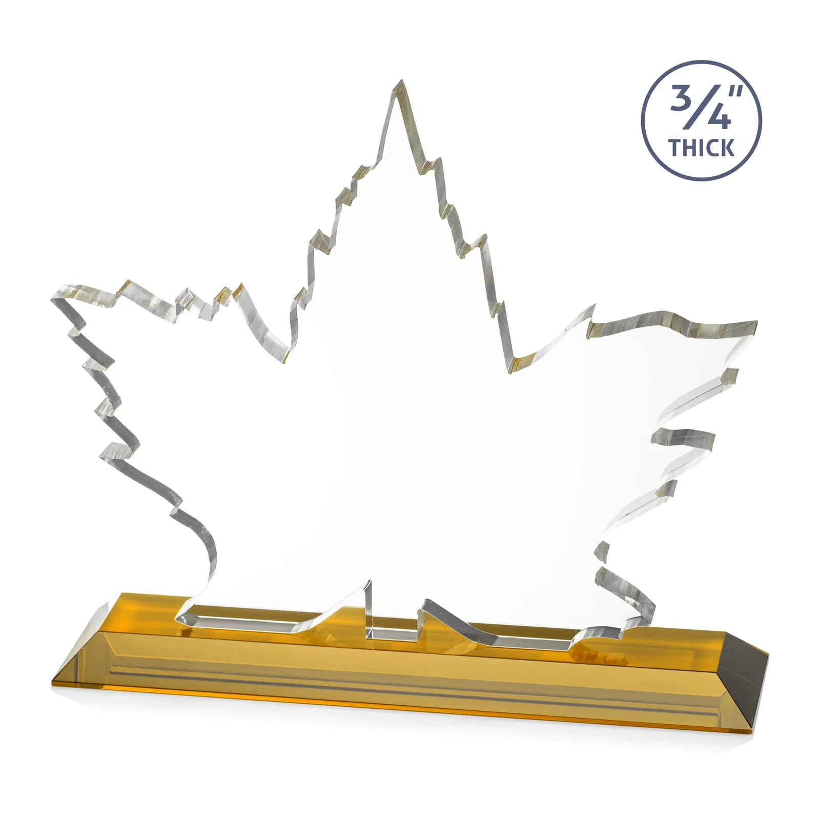 Customized Starfire Crystal Maple Leaf Award With Acid-Polished Edges for volunteer appreciation