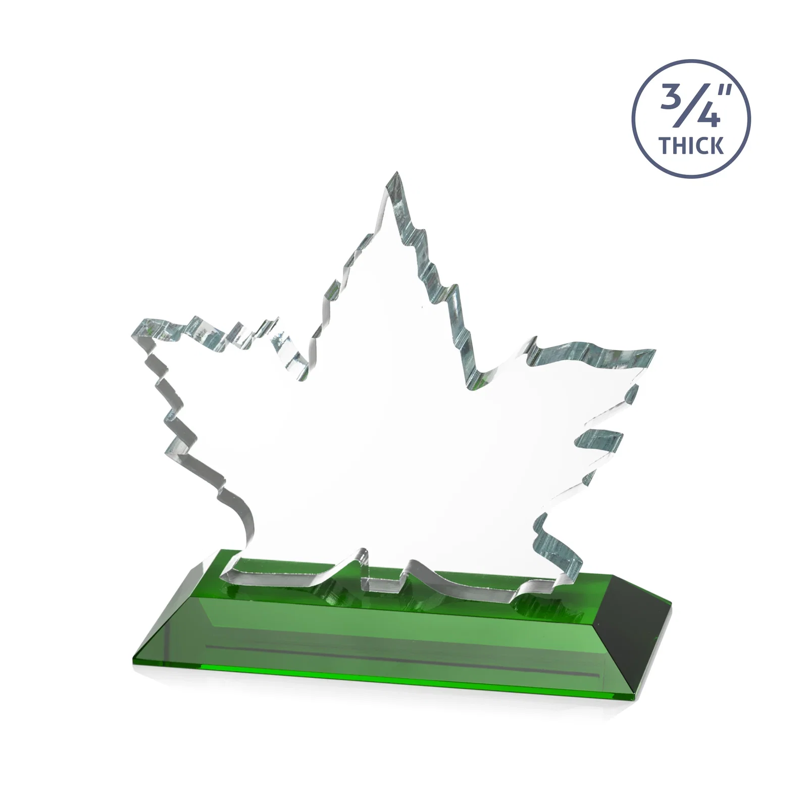 Customized Starfire Crystal Maple Leaf Award With Acid-Polished Edges for dealer and partner awards
