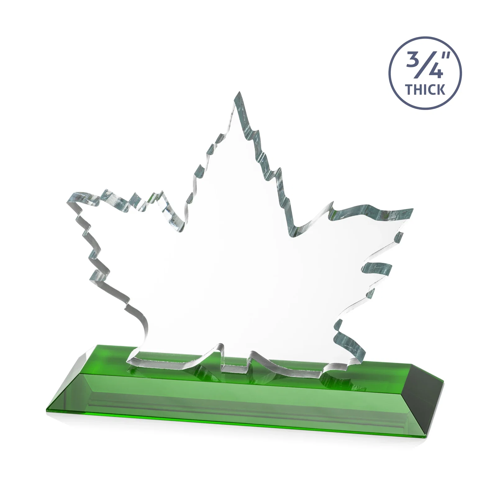 Customized Starfire Crystal Maple Leaf Award With Acid-Polished Edges for company anniversary events