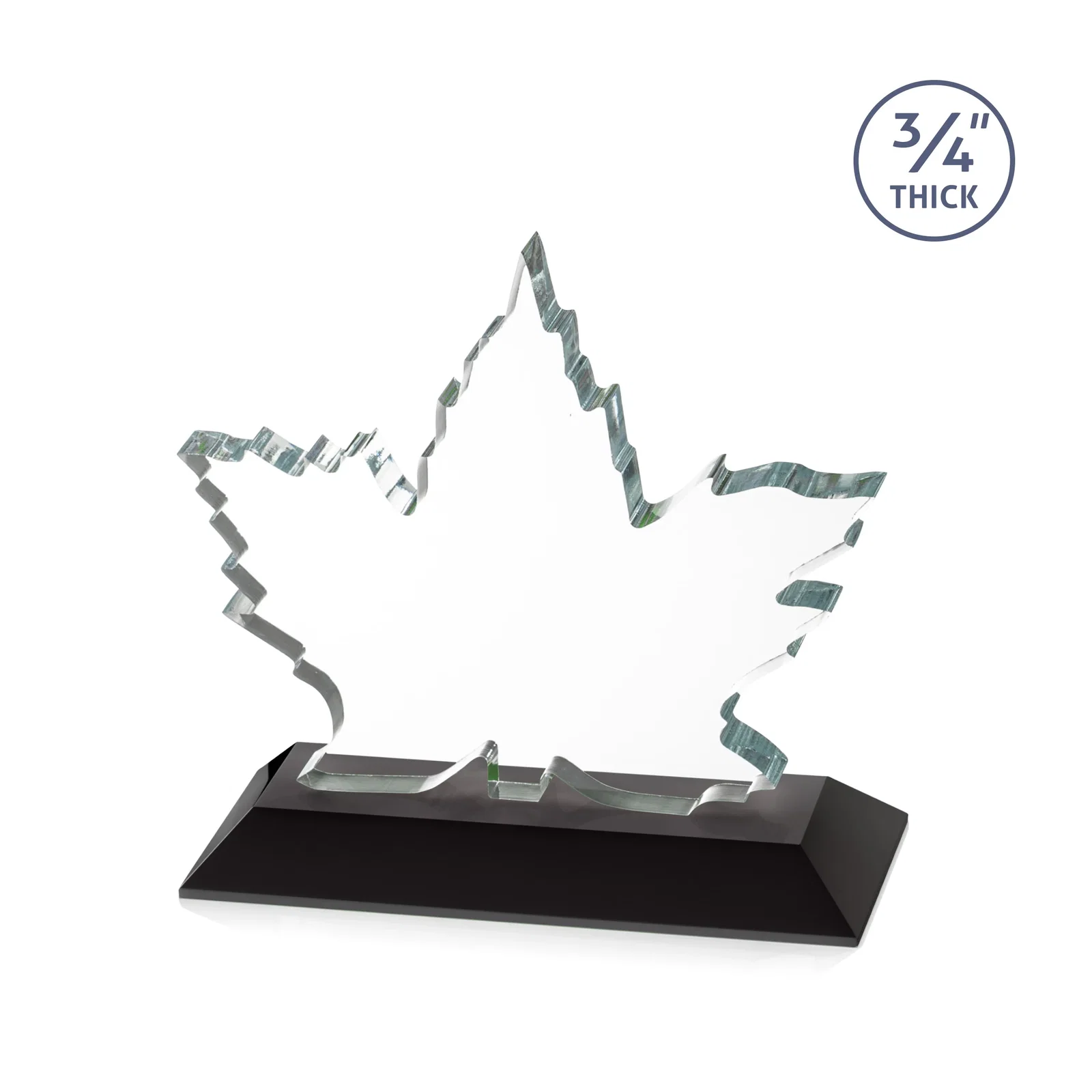 Custom engraved Starfire Crystal Maple Leaf Award With Acid-Polished Edges for corporate award ceremonies