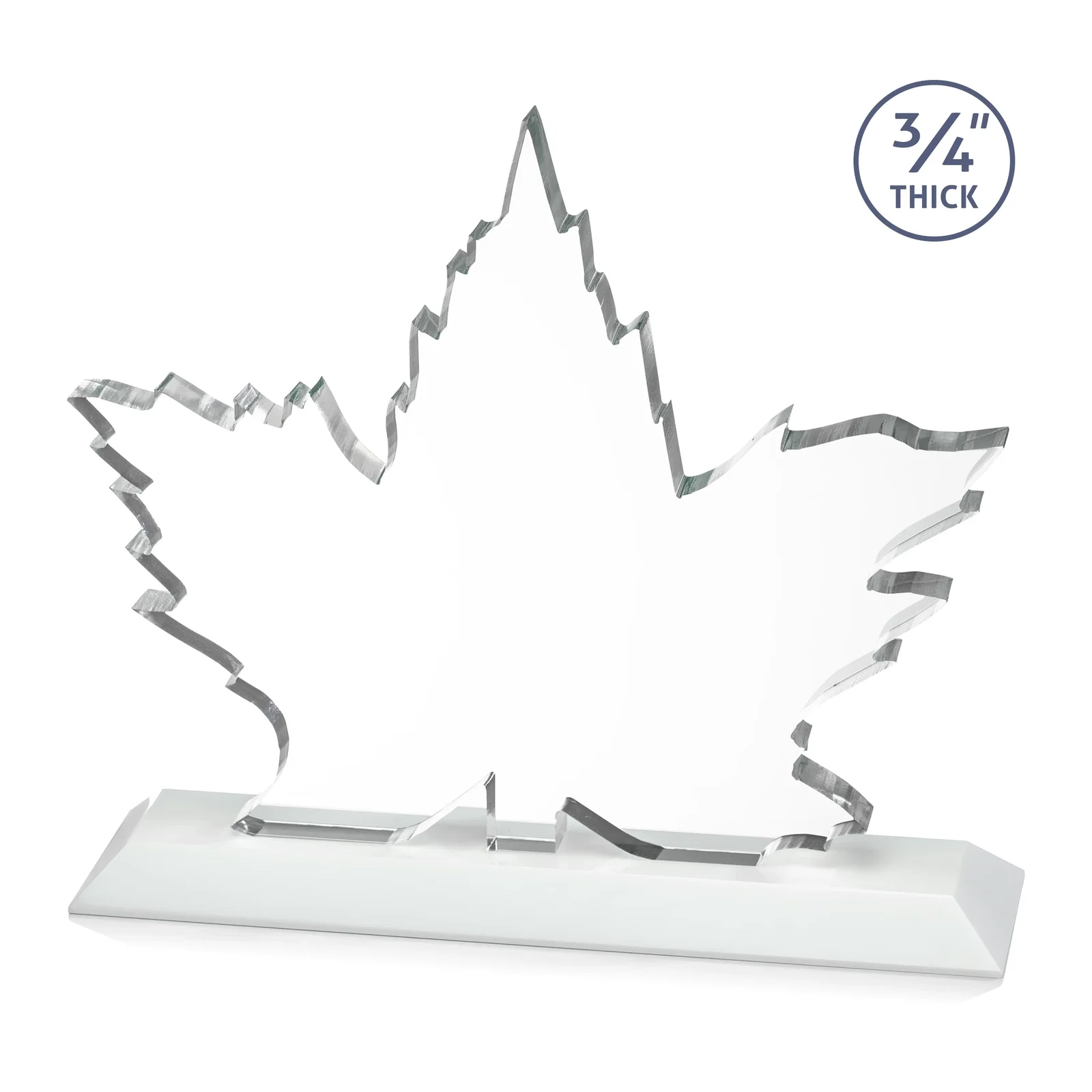 Custom Starfire Crystal Maple Leaf Award With Acid-Polished Edges, with your logo for sales achievement awards